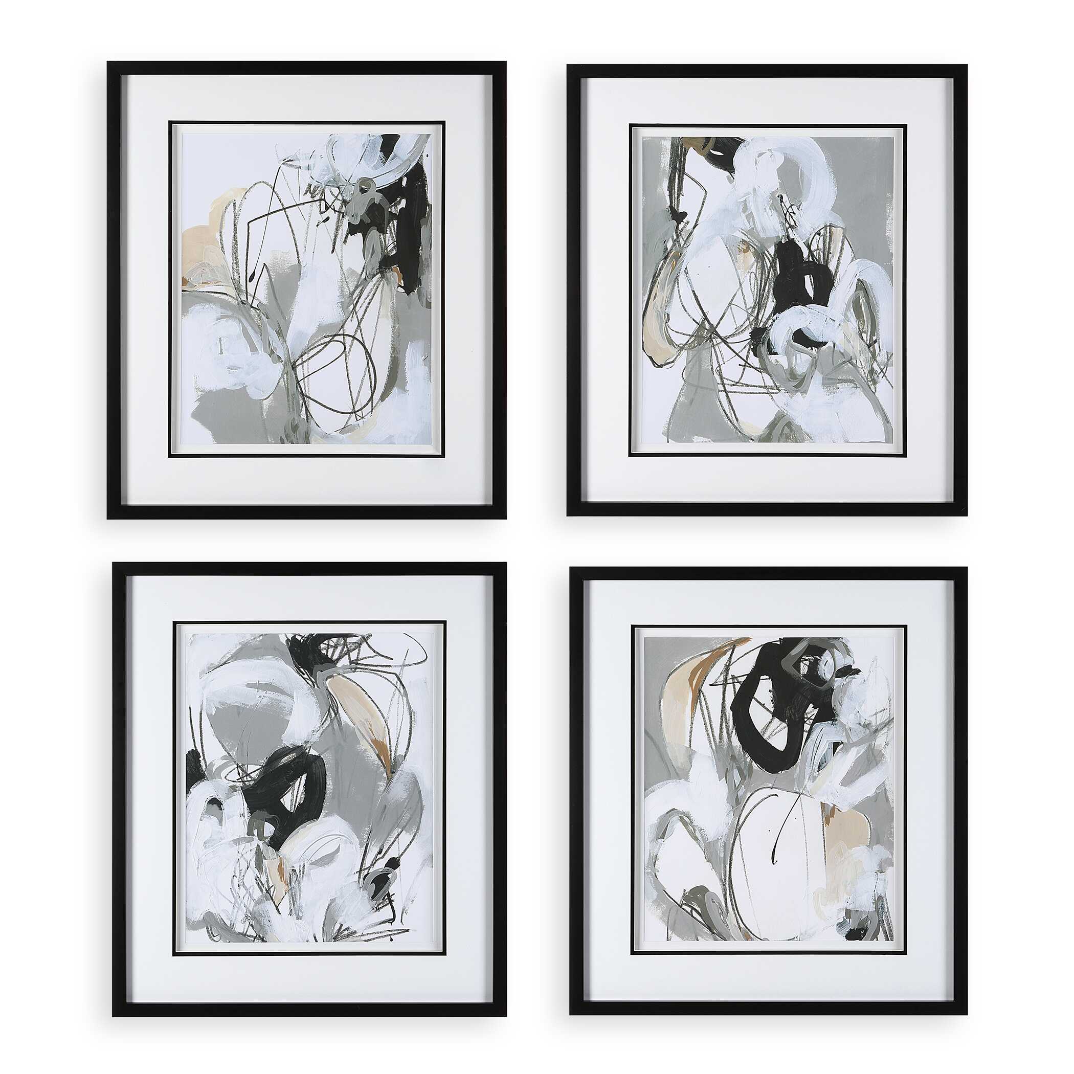 Tangled Threads Abstract Framed Prints Set/4