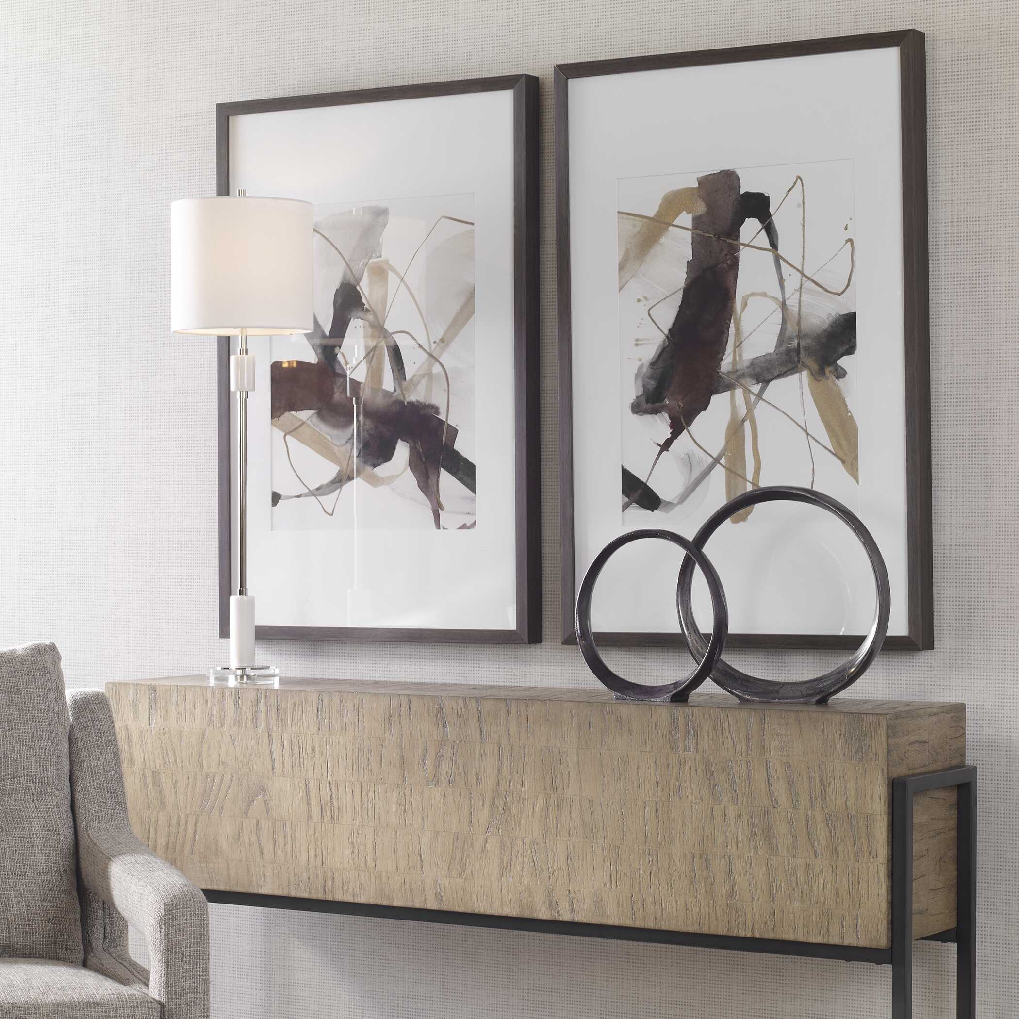 Burgundy Interjection Abstract Prints Set/2