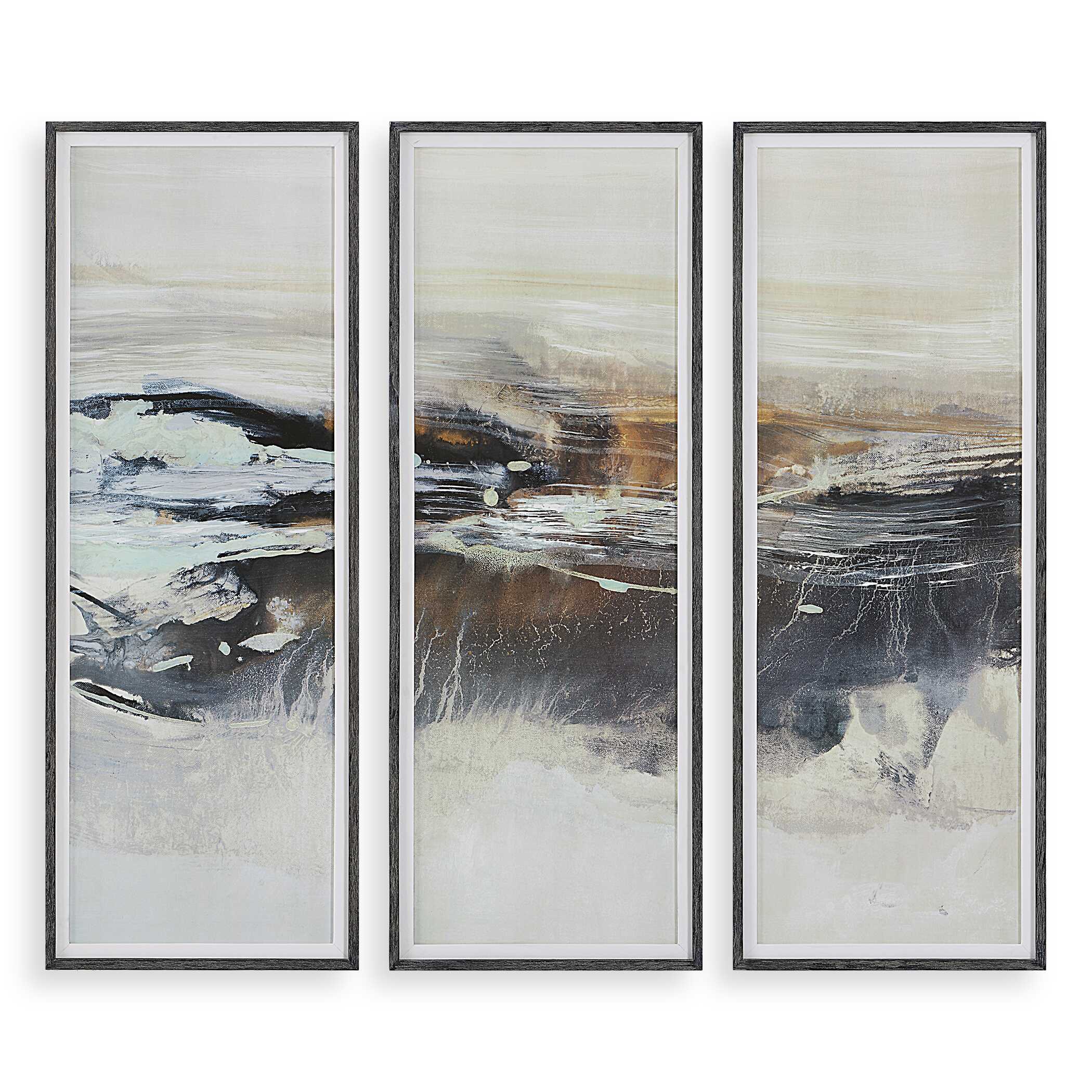 Graphite Horizon Framed Prints Set/3