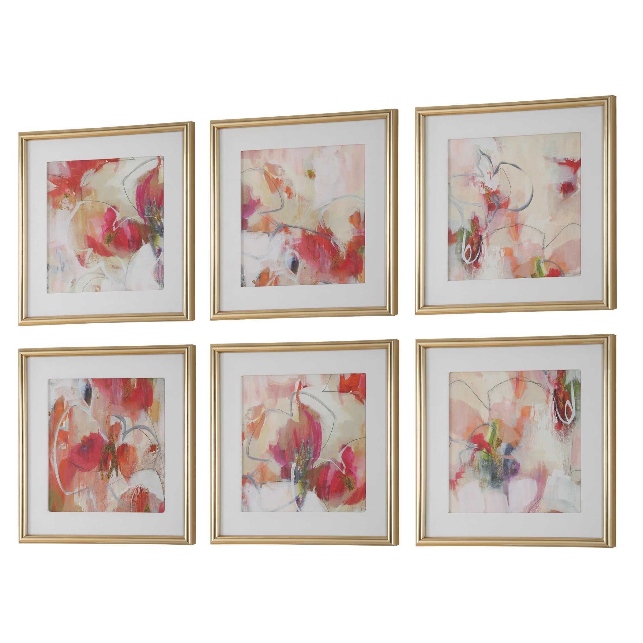 Fresh Start Red Abstract Prints Set/6