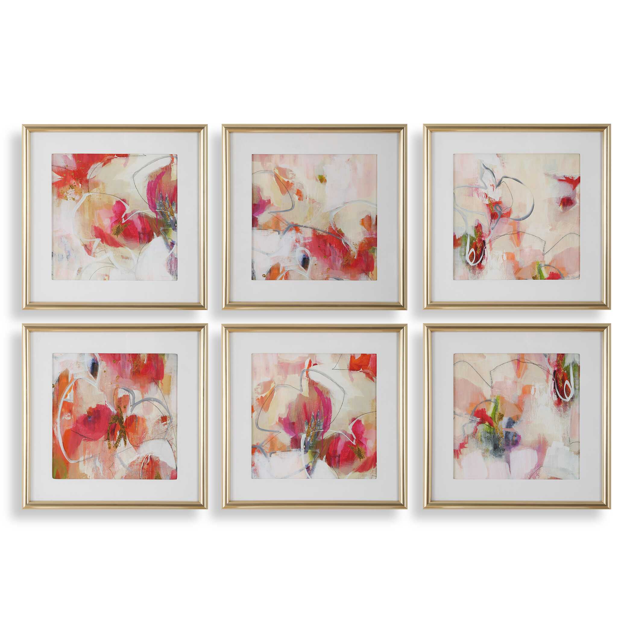 Fresh Start Red Abstract Prints Set/6