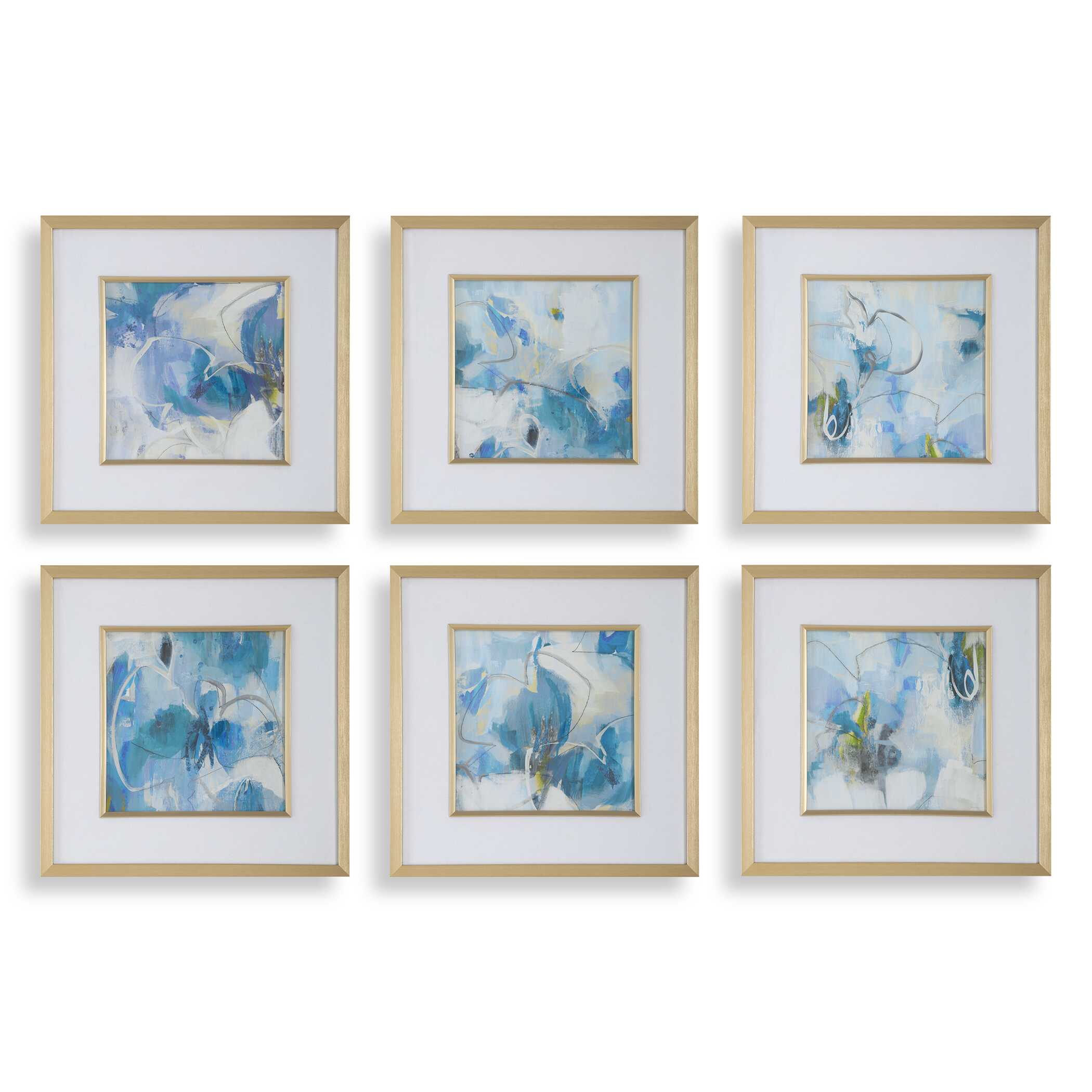 Fresh Start Blue Abstract Prints Set/6