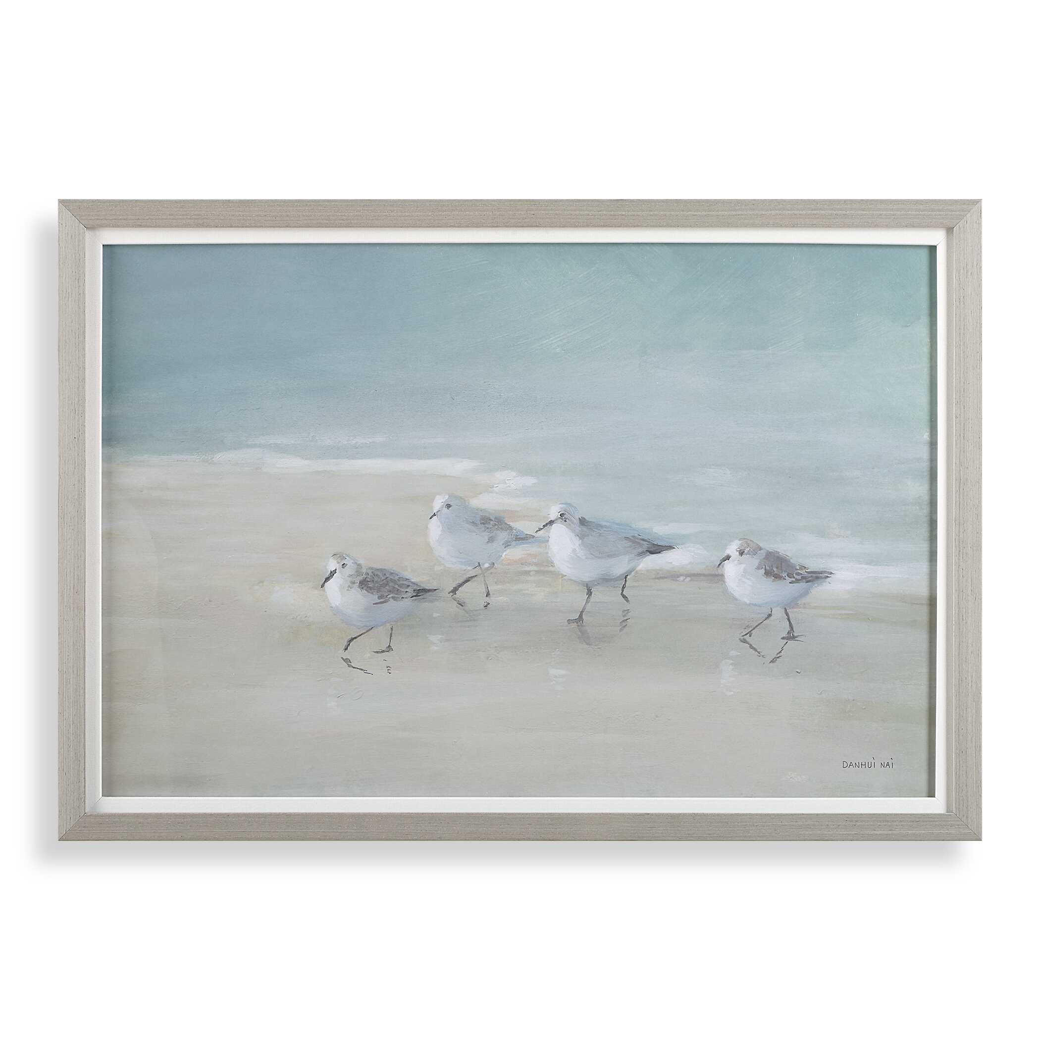 Tranquil Shorebirds On The Sand Framed Print