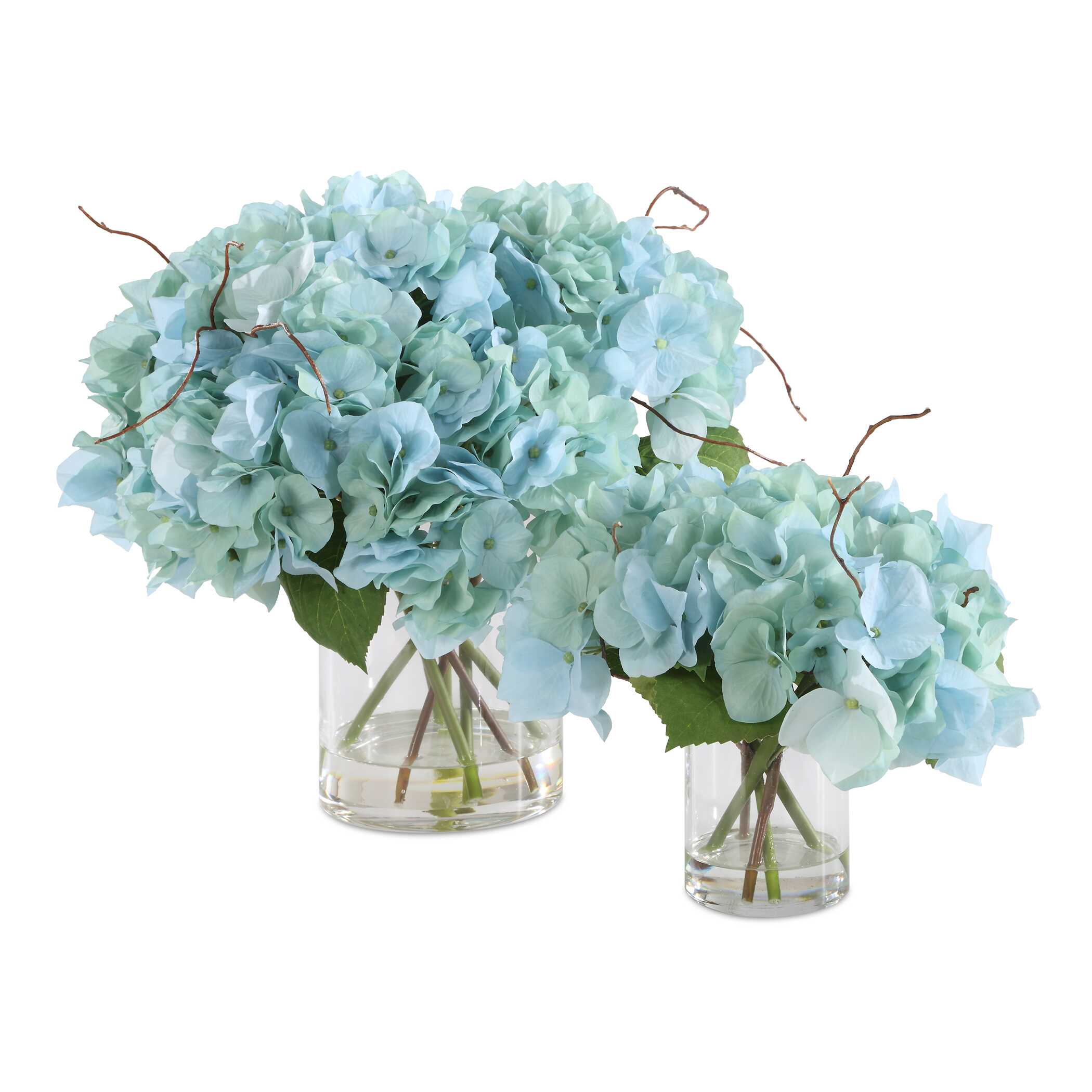 Tranquil Floral Blooms In Glass Vases Set/2