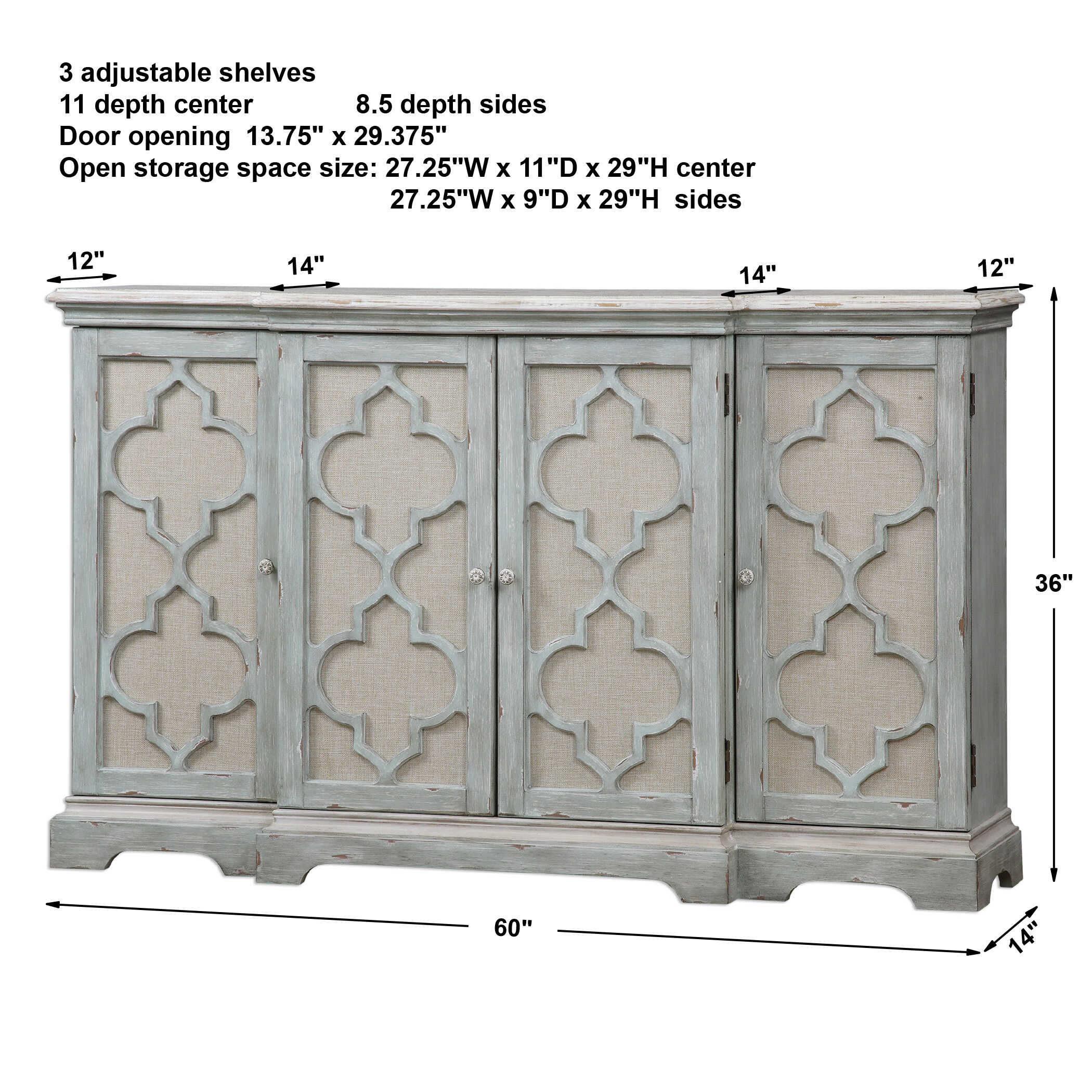 Sophie 4 Door Grey Cabinet