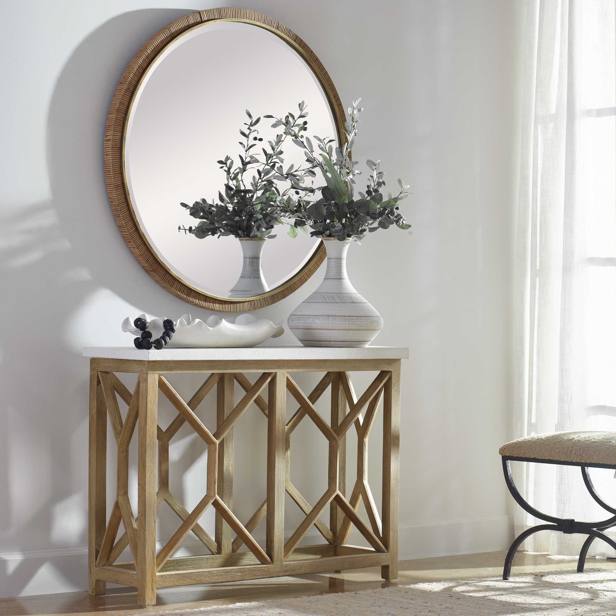 Catali Ivory Stone Console Table