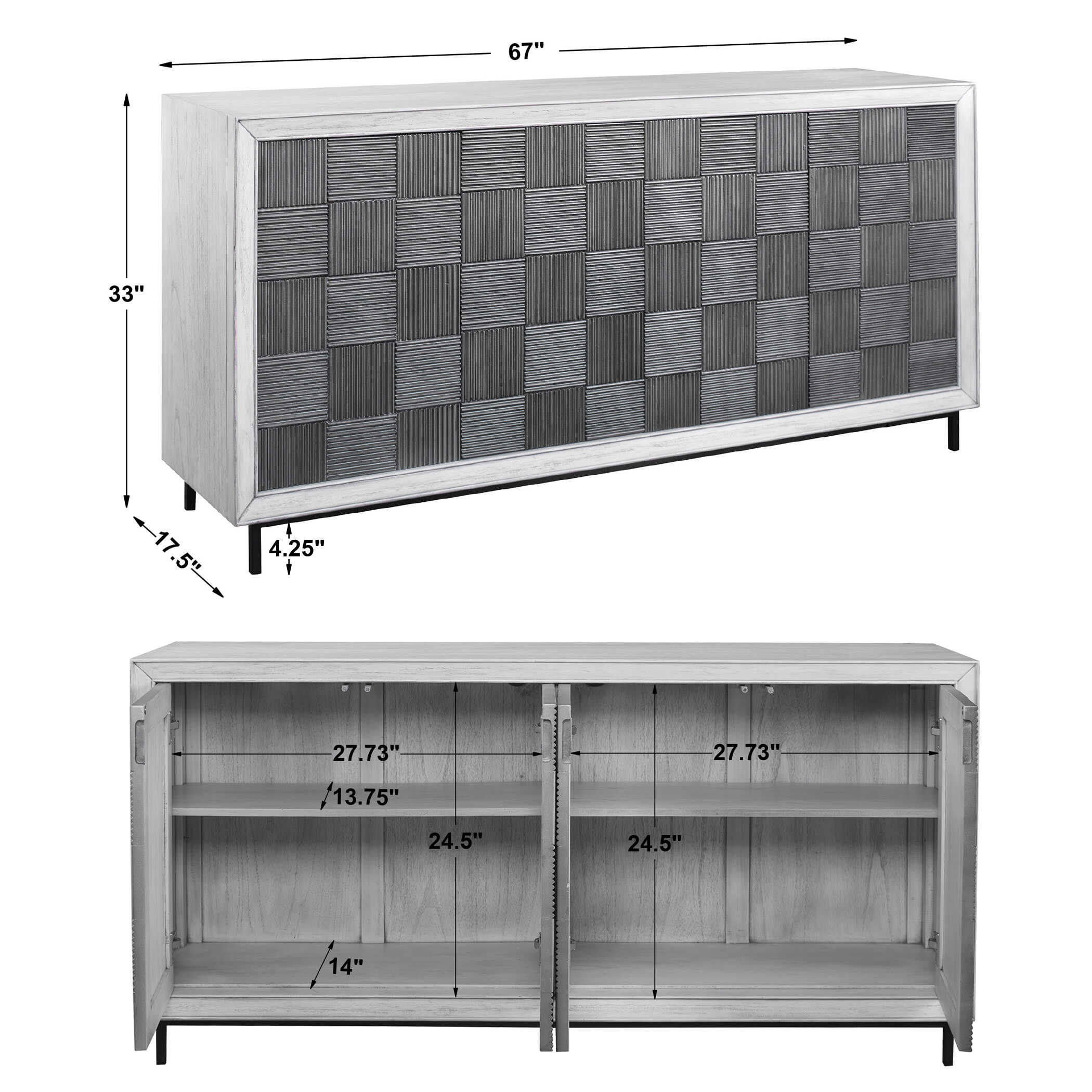 Checkerboard 4 Door Gray Cabinet