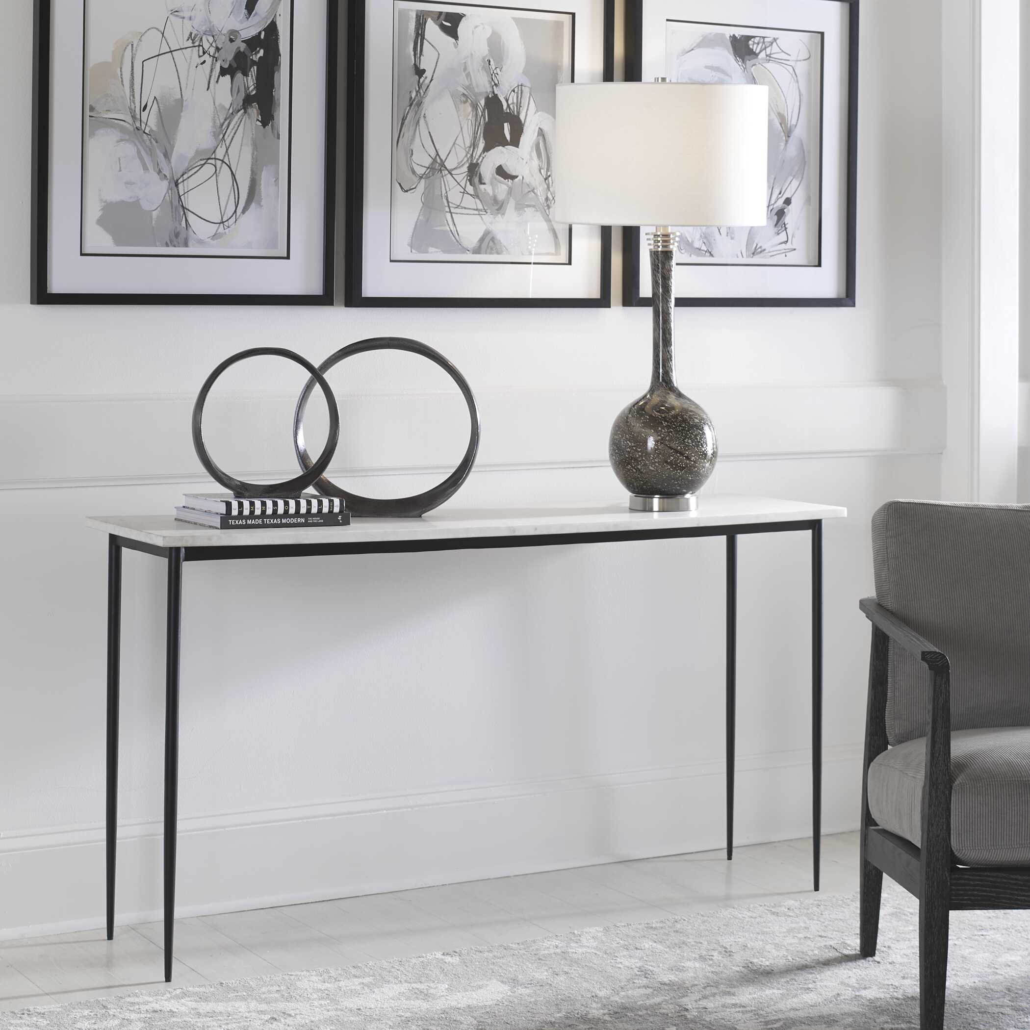 Nightfall White Marble Console Table