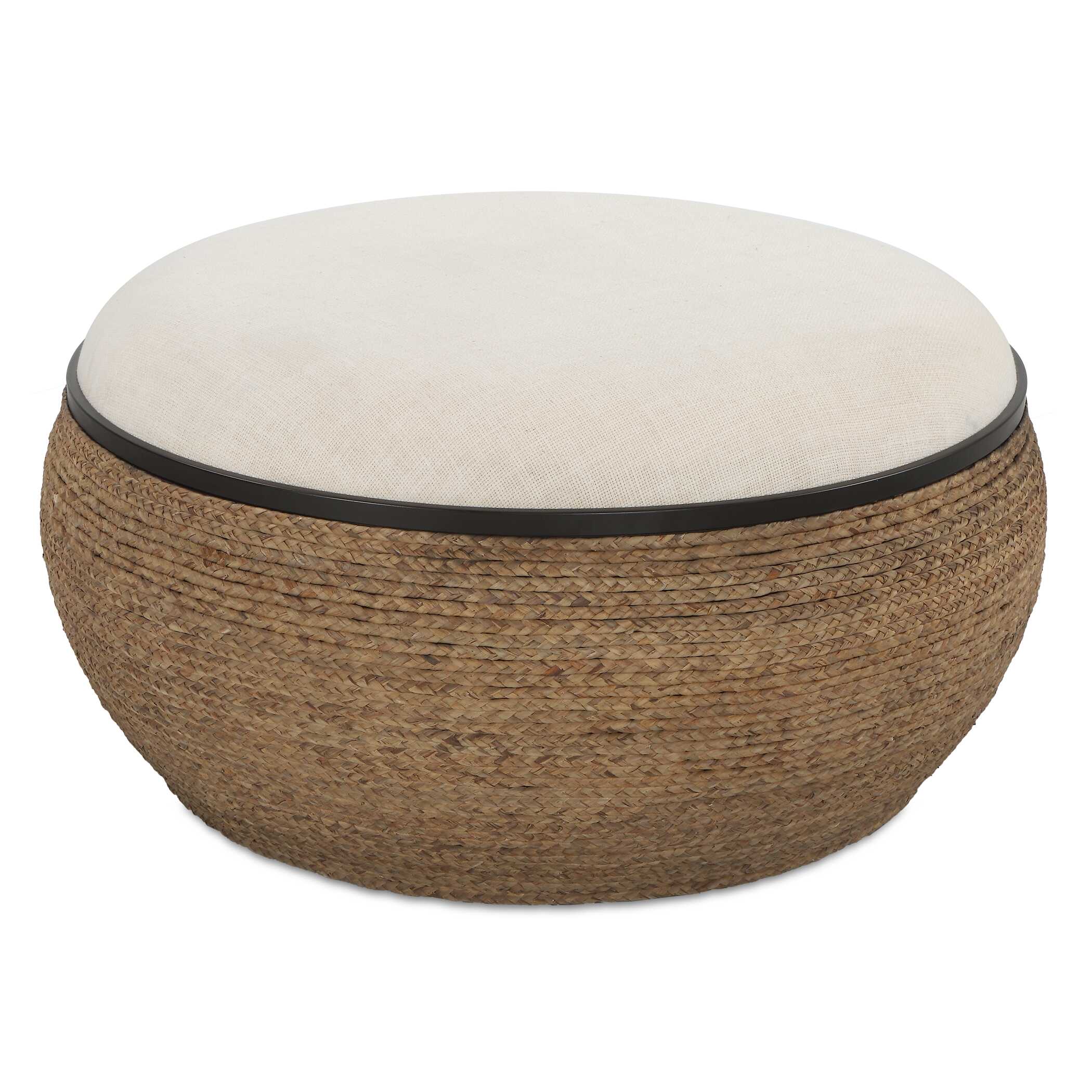 Island Straw Storage Ottoman / Coffee Table