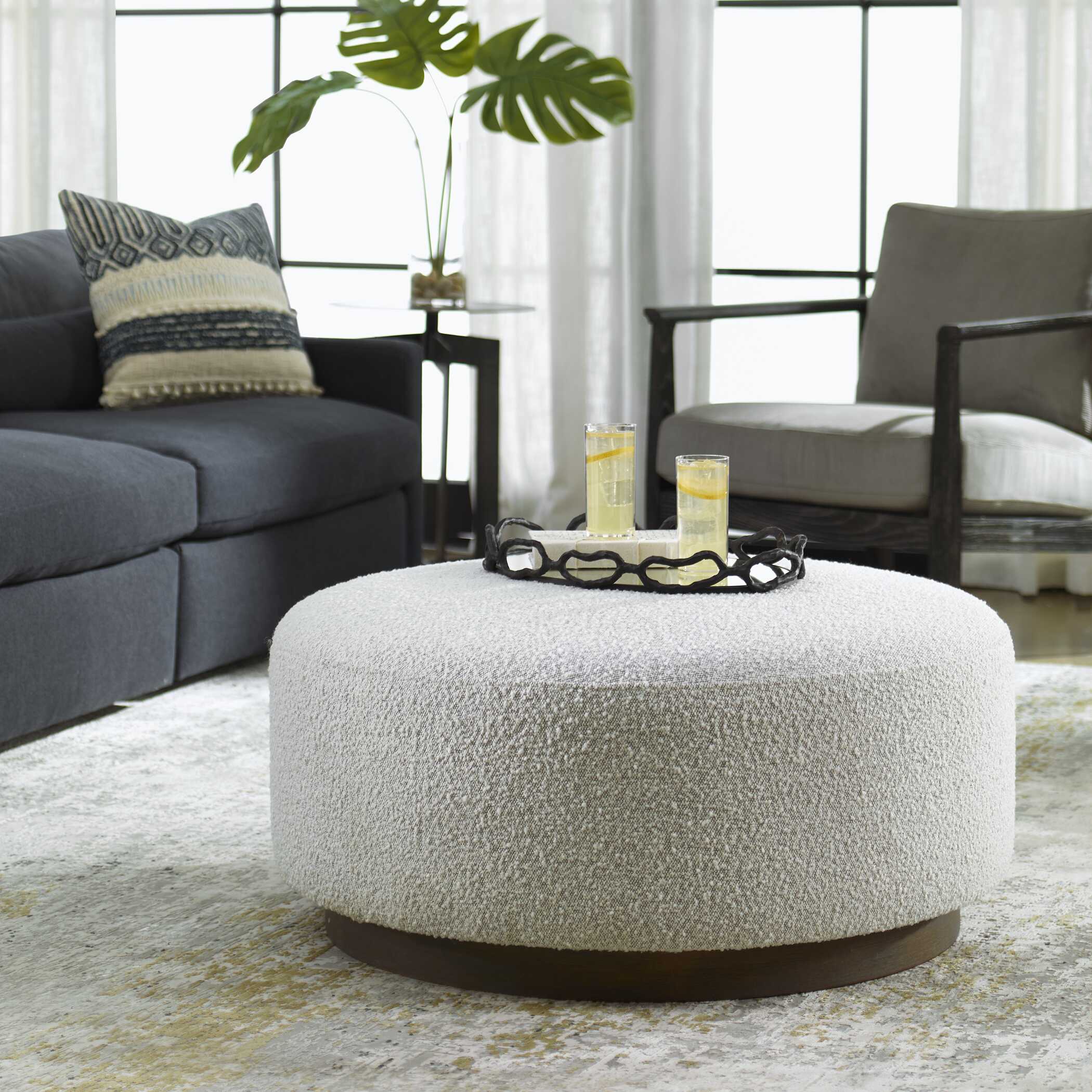 Avila Large Gray Ottoman / Coffee Table