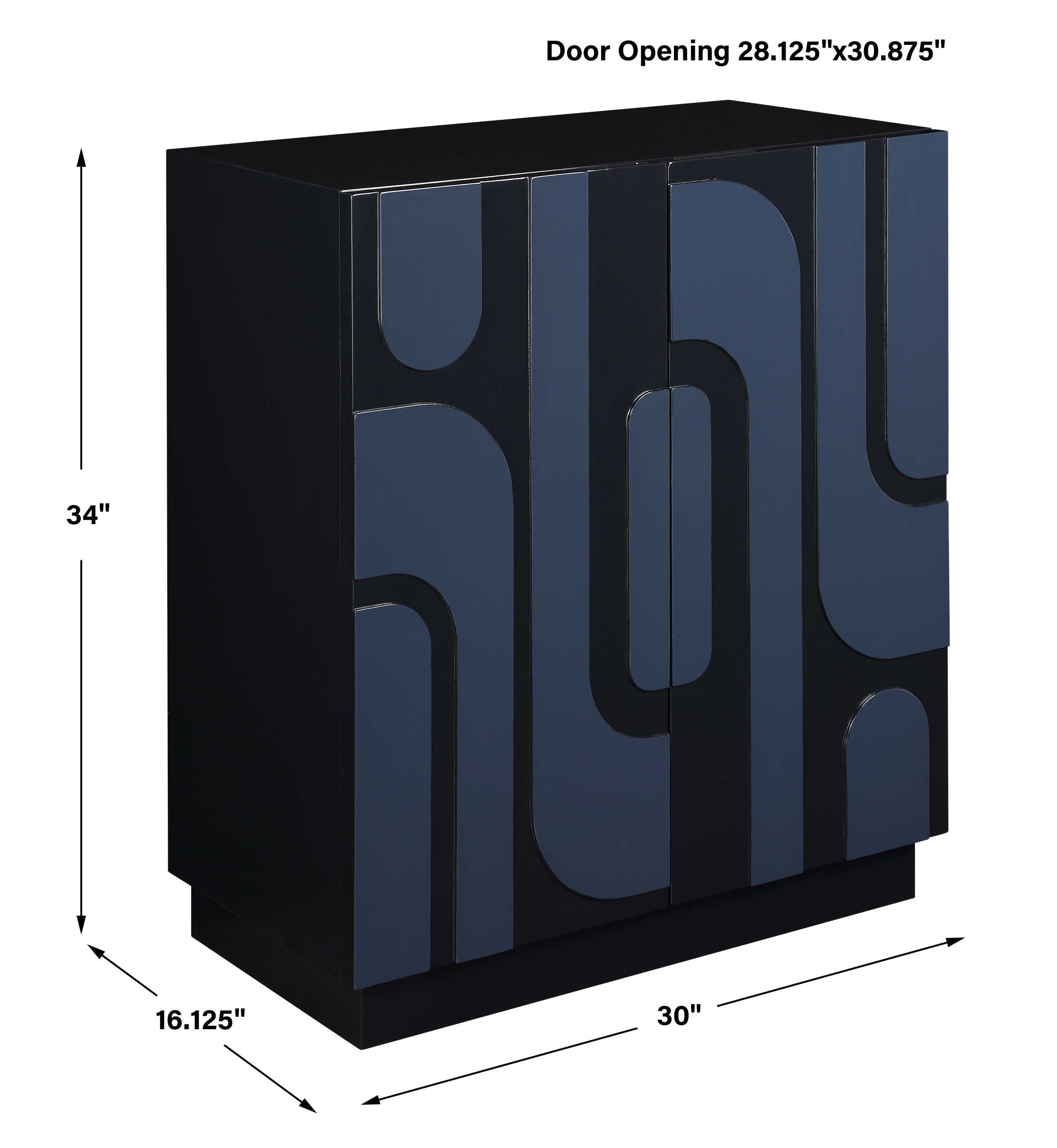 Valeria 2 Door Glossy Blue Cabinet