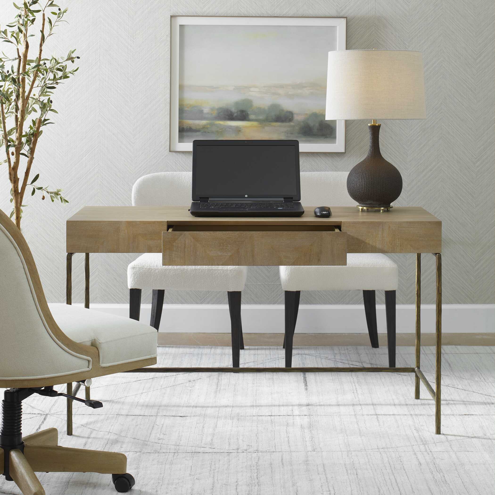 Aristotle Natural Wood Modern Desk