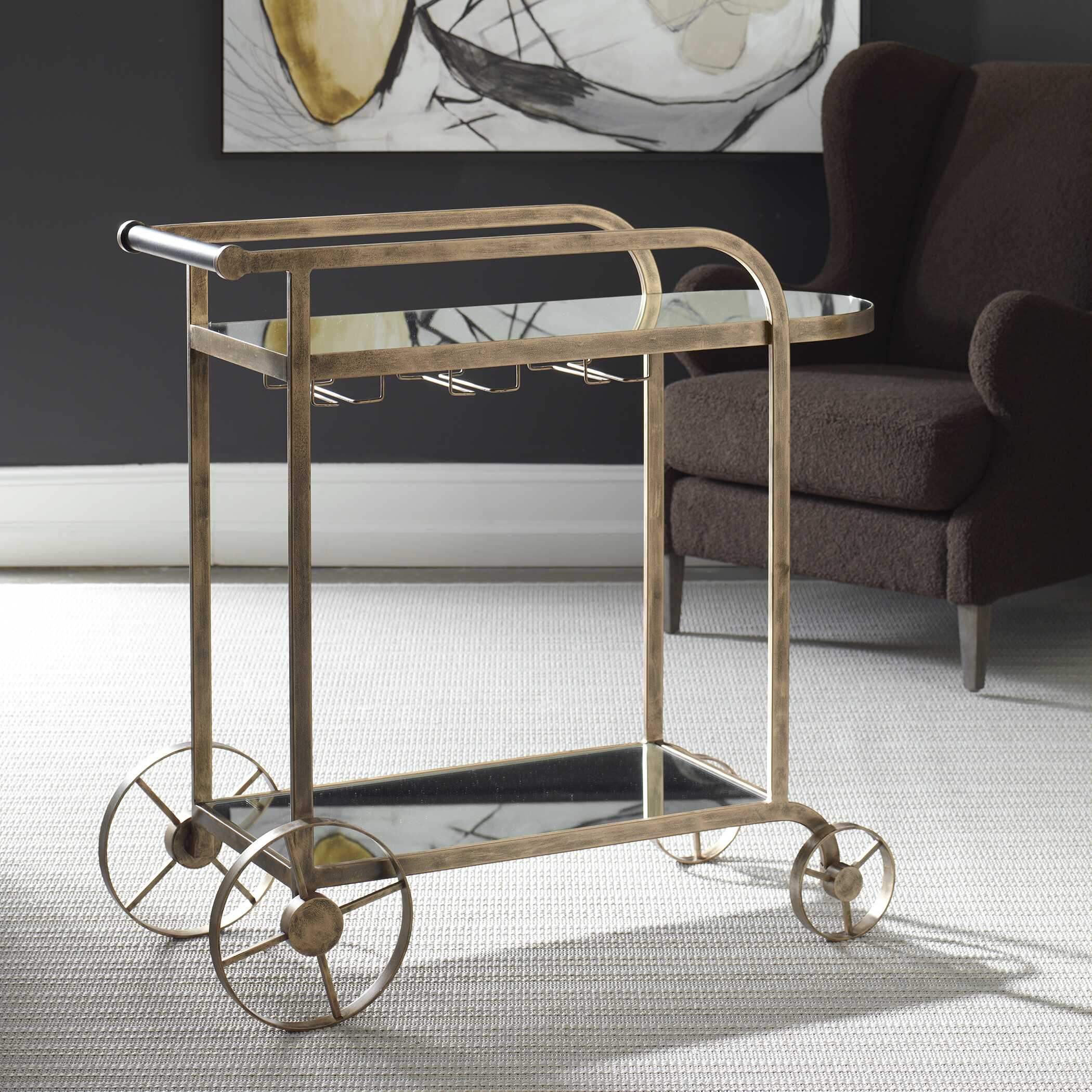 Carrinho Antique Brass Bar Cart