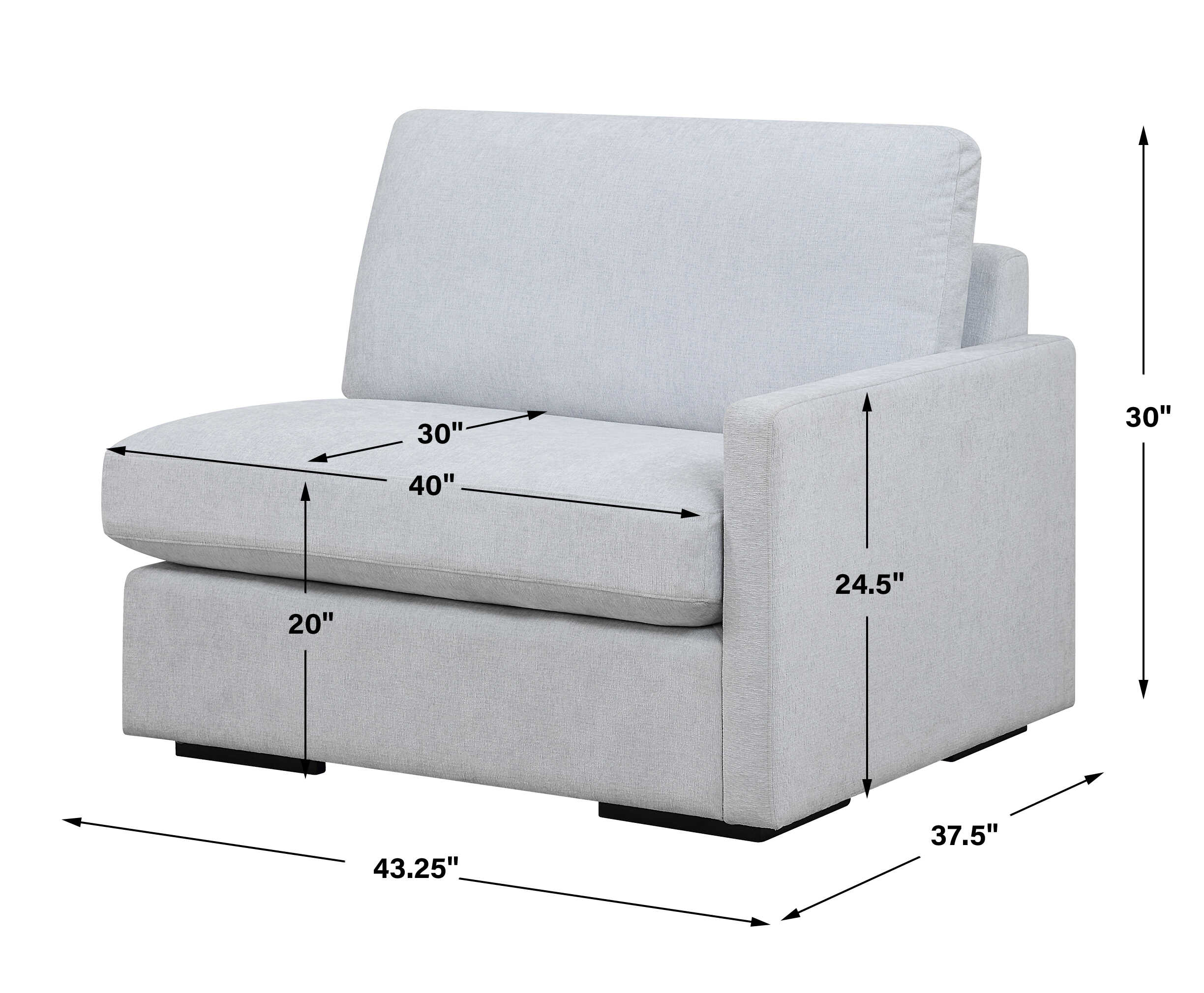 Refuge Cloud Blue Right Arm Facing Sofa