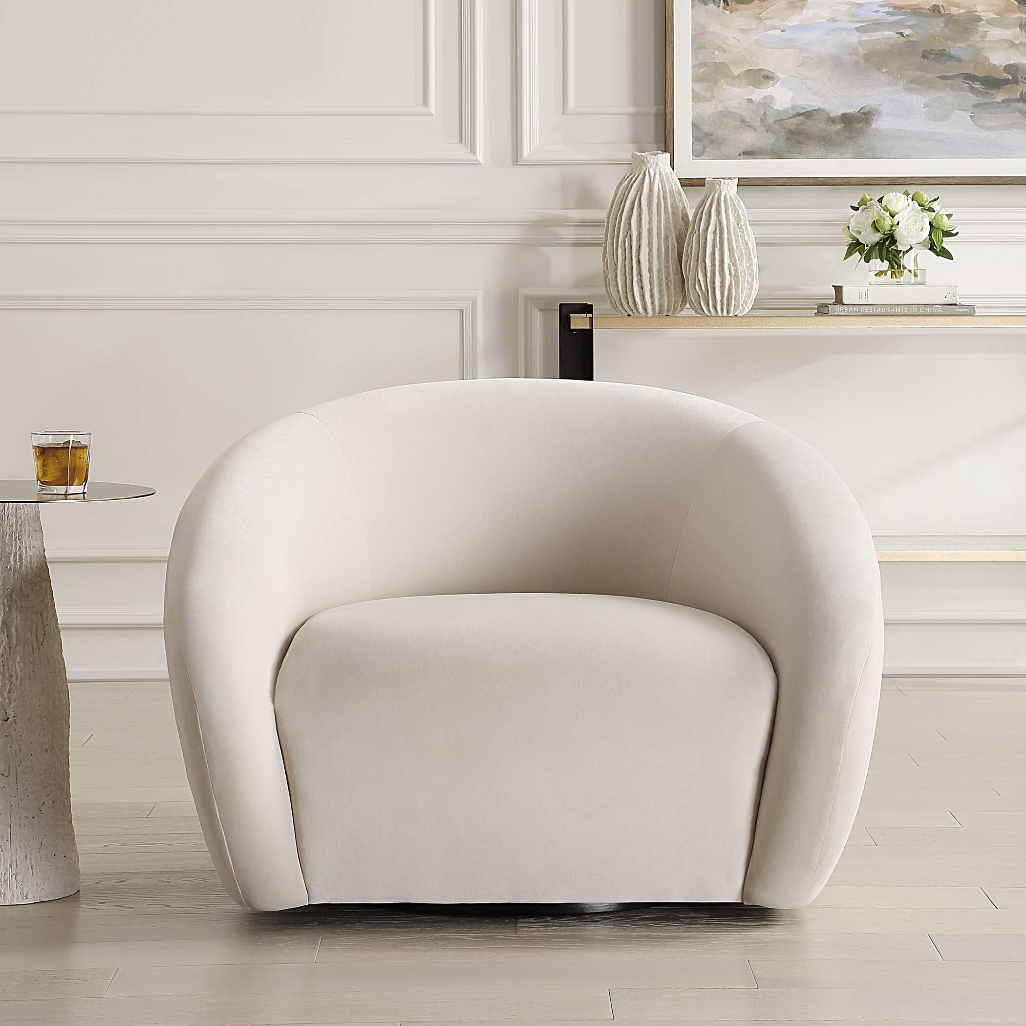 DeSoto Cream Swivel Chair