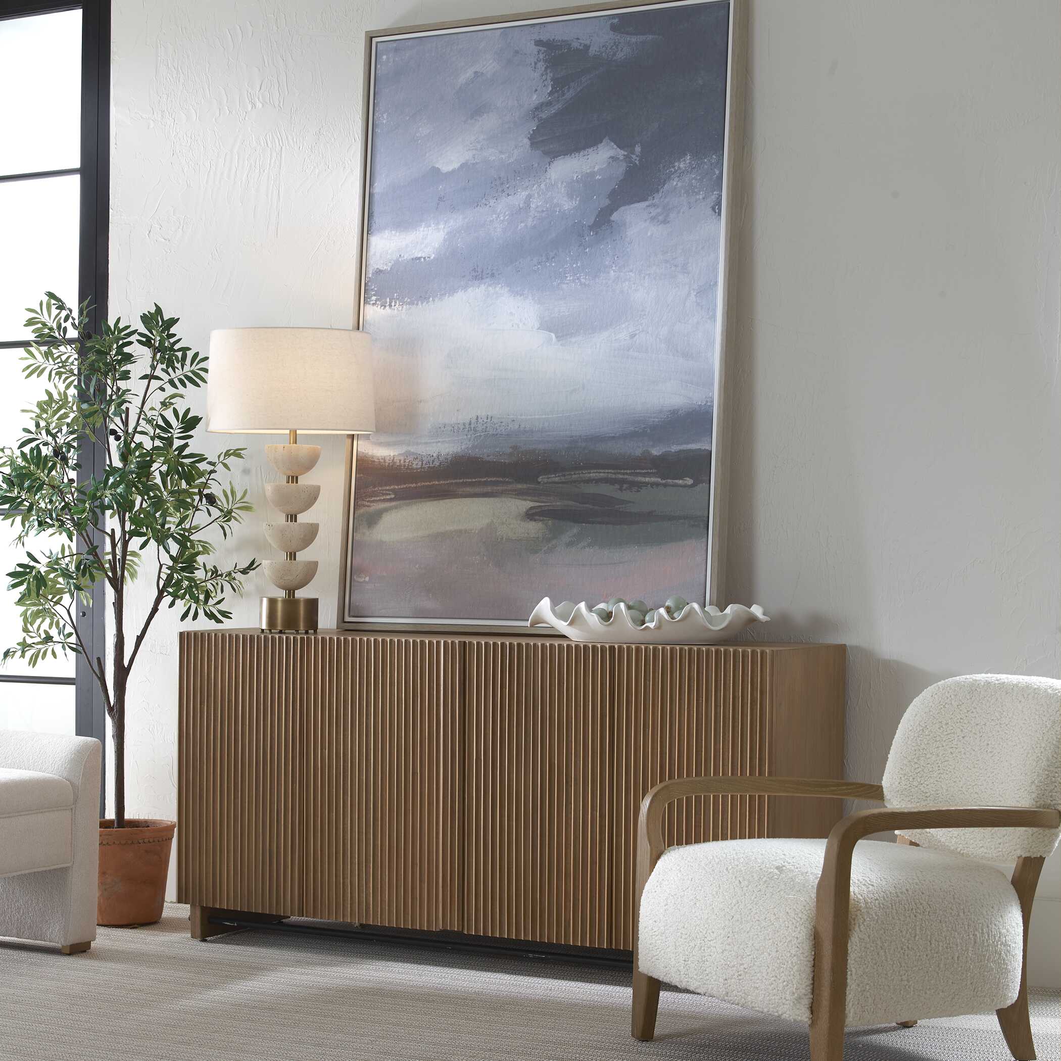 Kellem Natural Wood 4 Door Cabinet