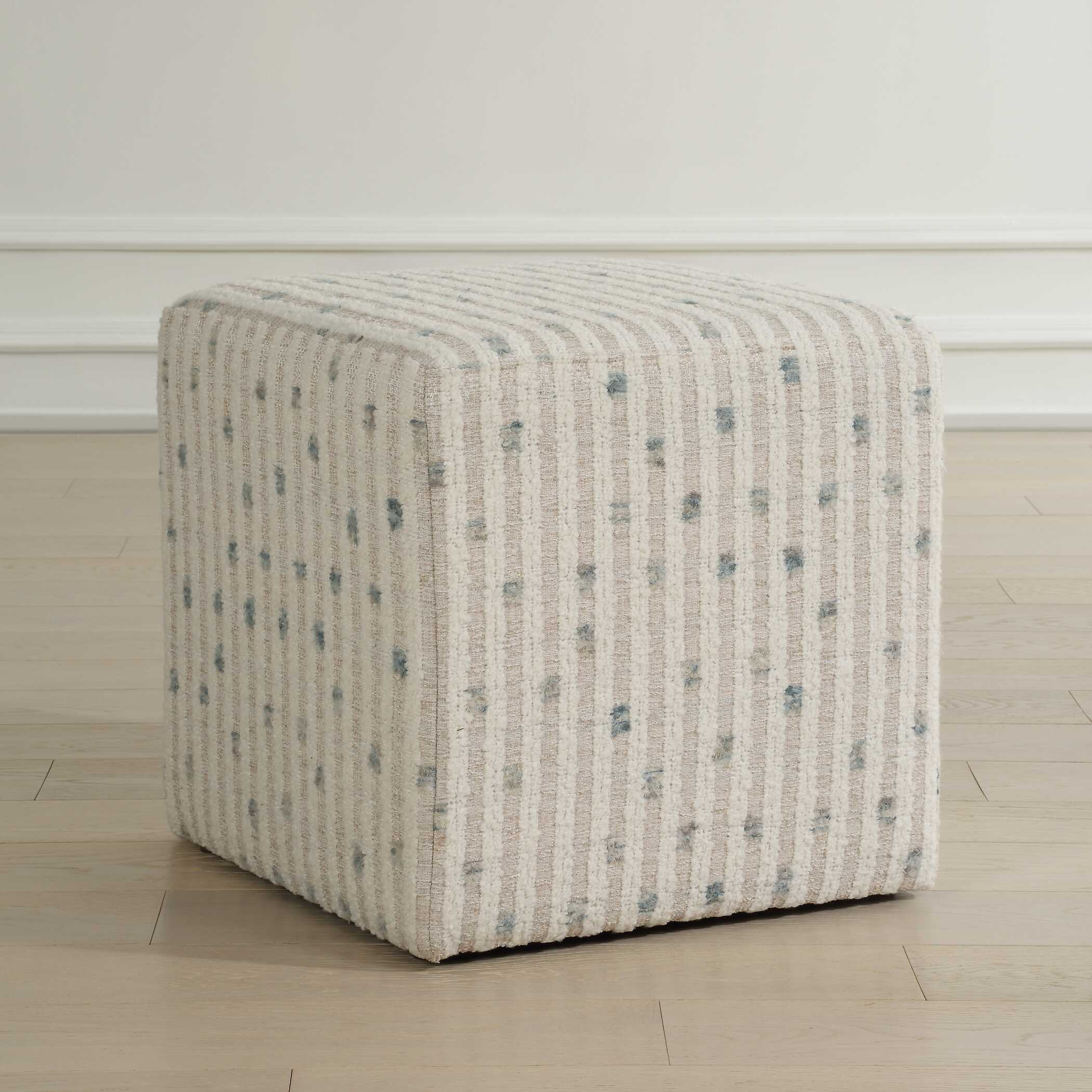 Joie White Chenille Ottoman