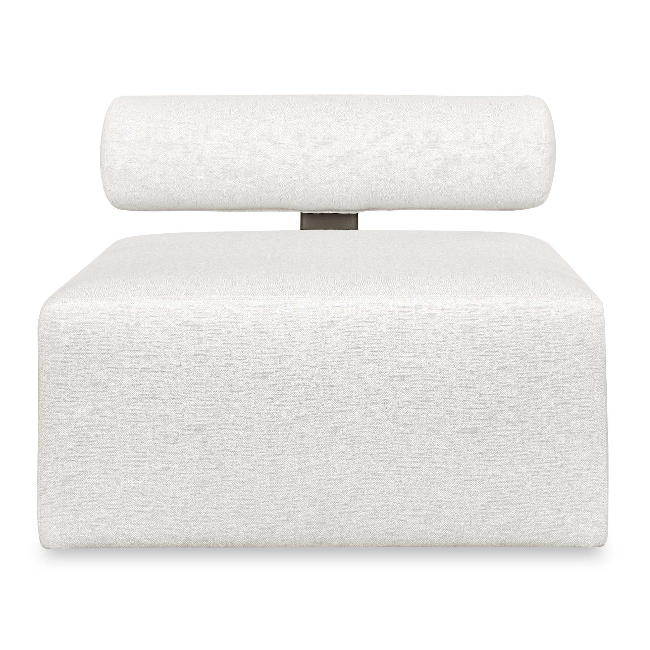 Bolster Back White Armless Outdoor Sofa