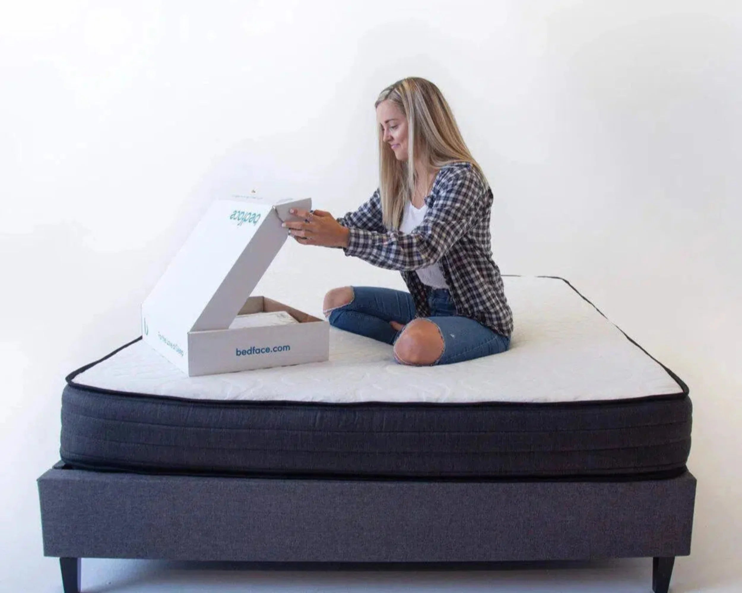 Teenager relaxing on the HIBER mattress, Canadian-made with plant-based, eco-friendly materials that provide natural comfort and support for growing bodies.