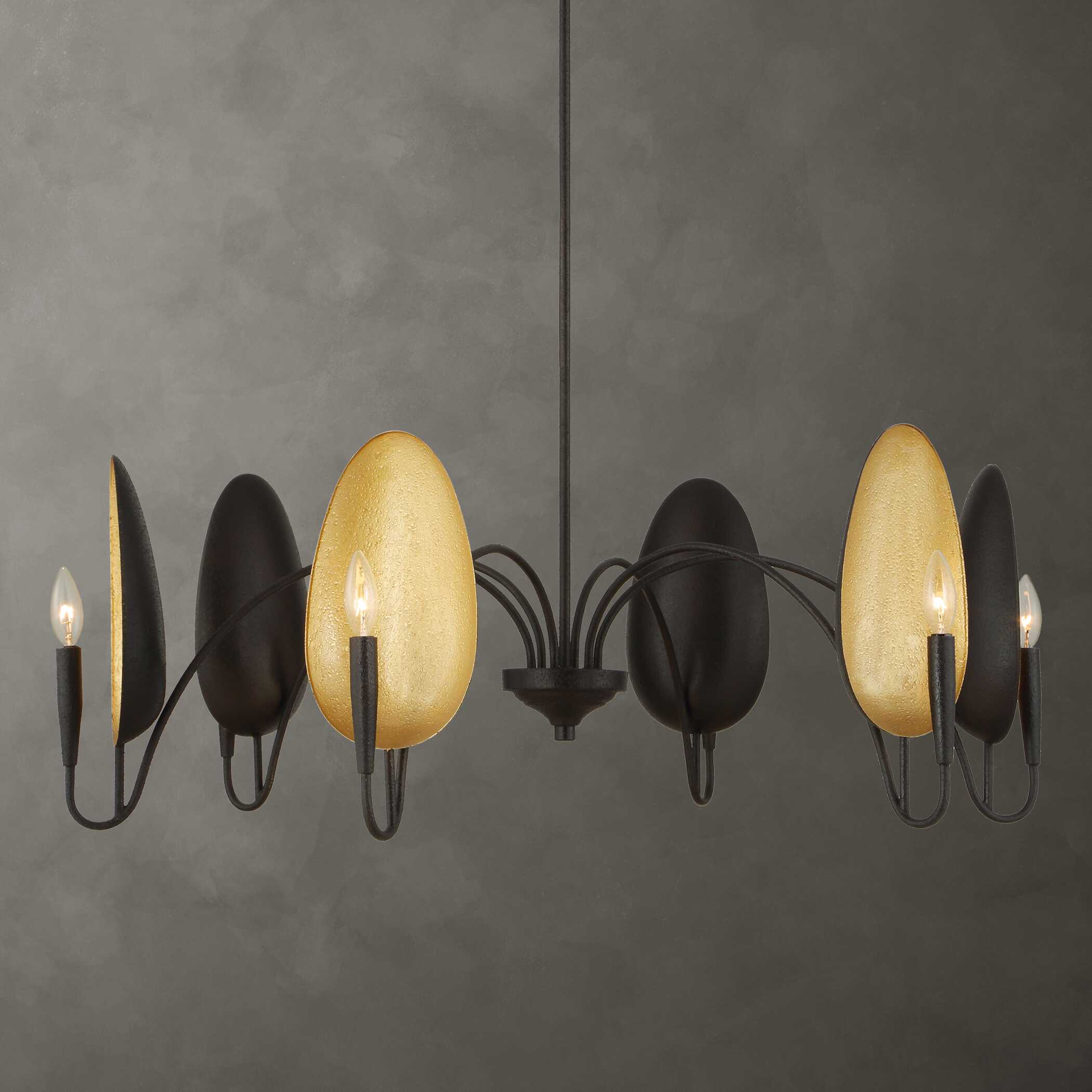 Warwick 6 Light Matte Black Chandelier