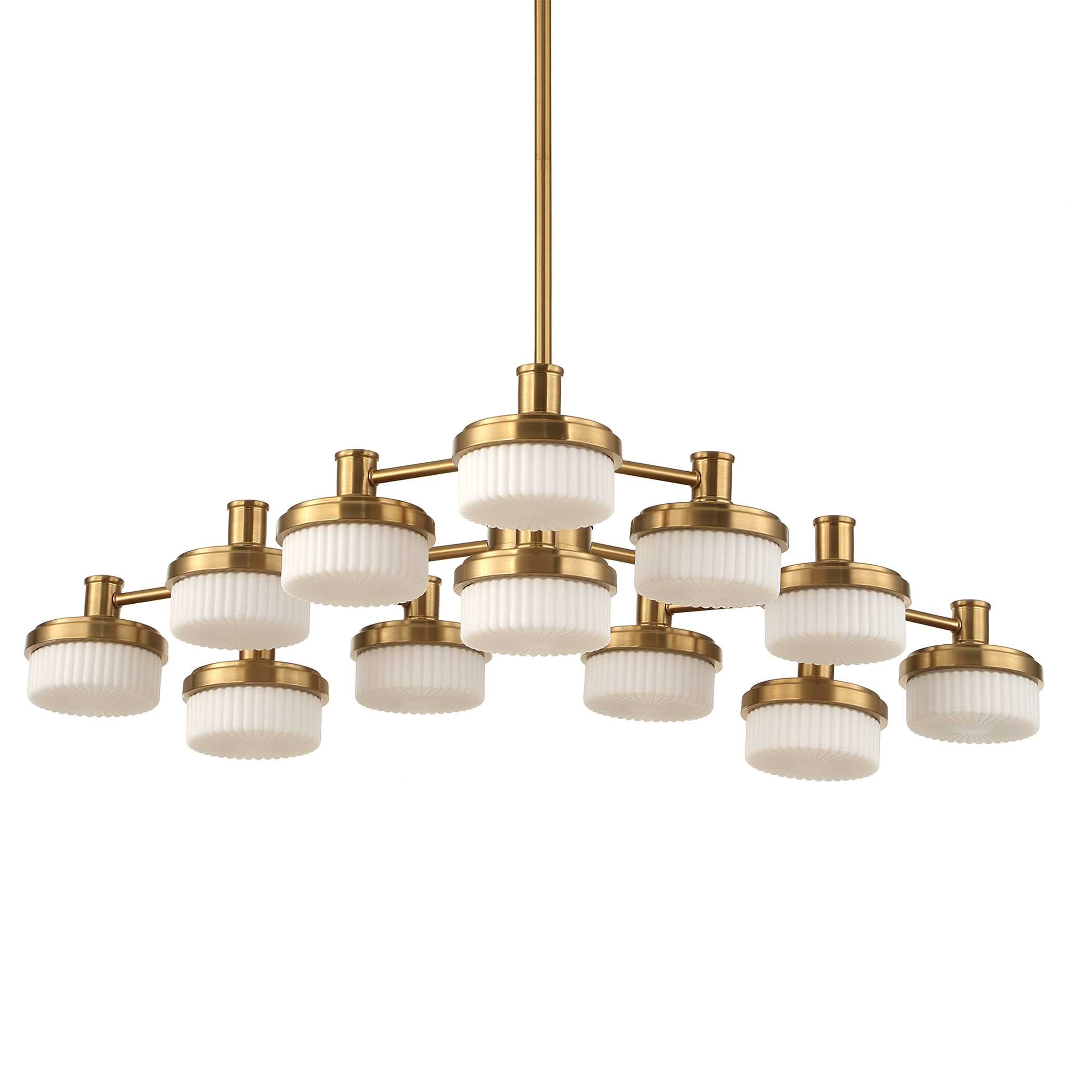 Wedge 12 Lt LED Brass Chandelier