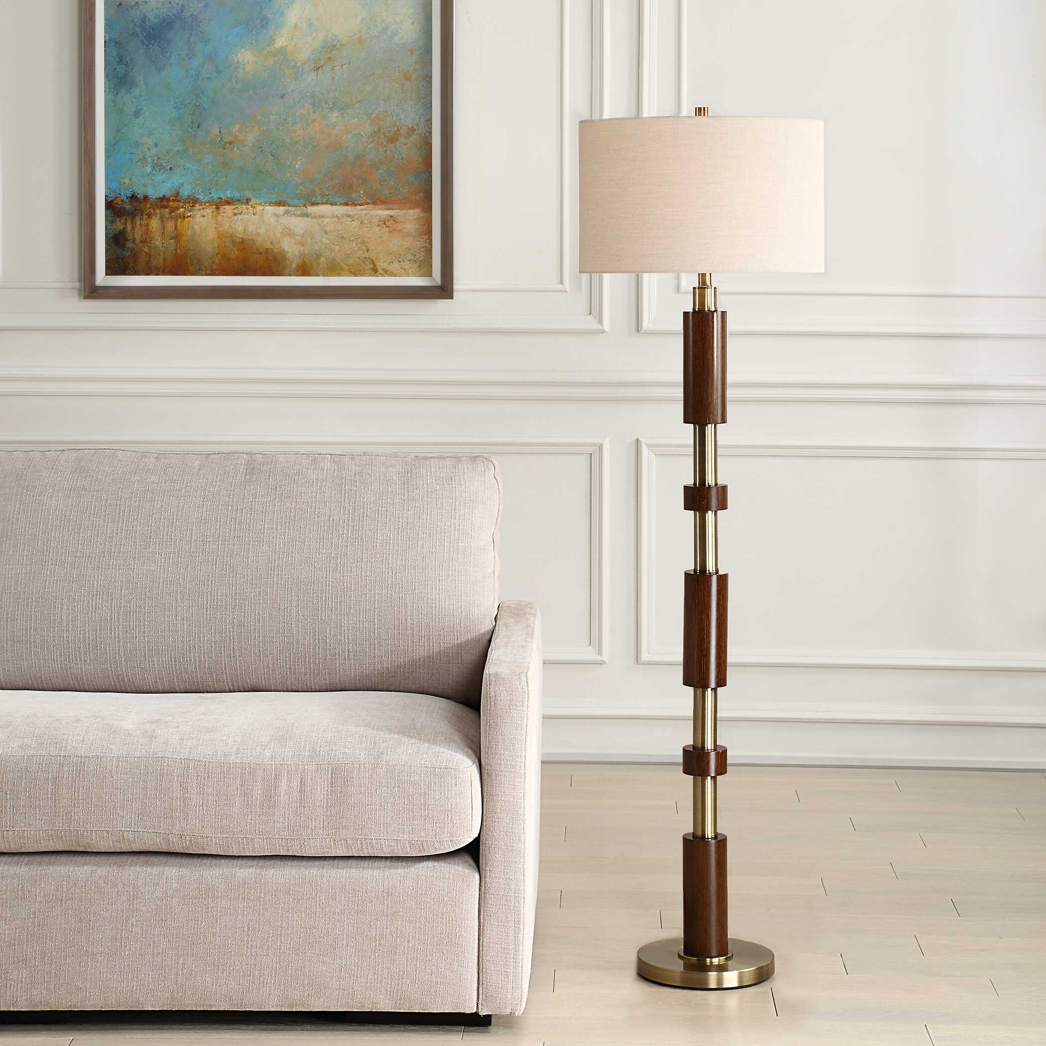 Stacked Wooden Floor Lamp