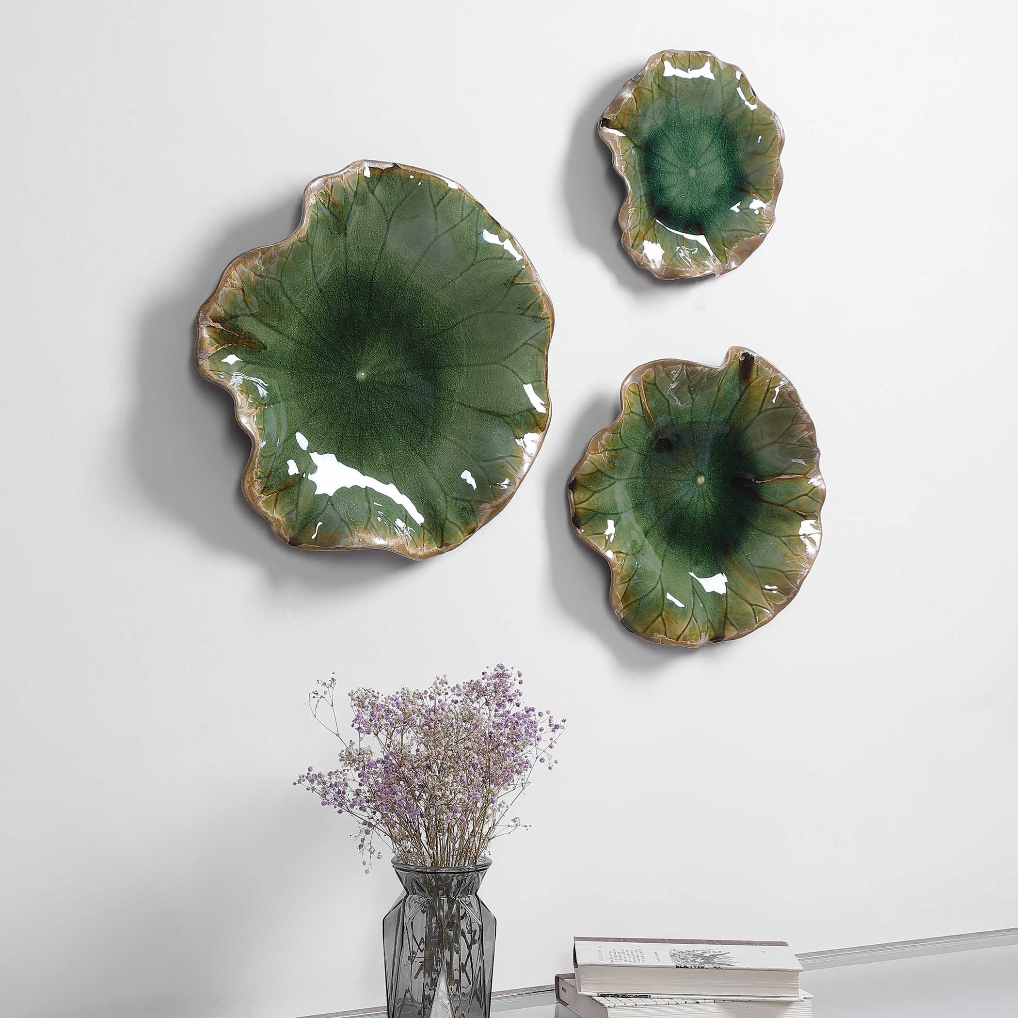 Abella Green Ceramic Wall Decor Set/3