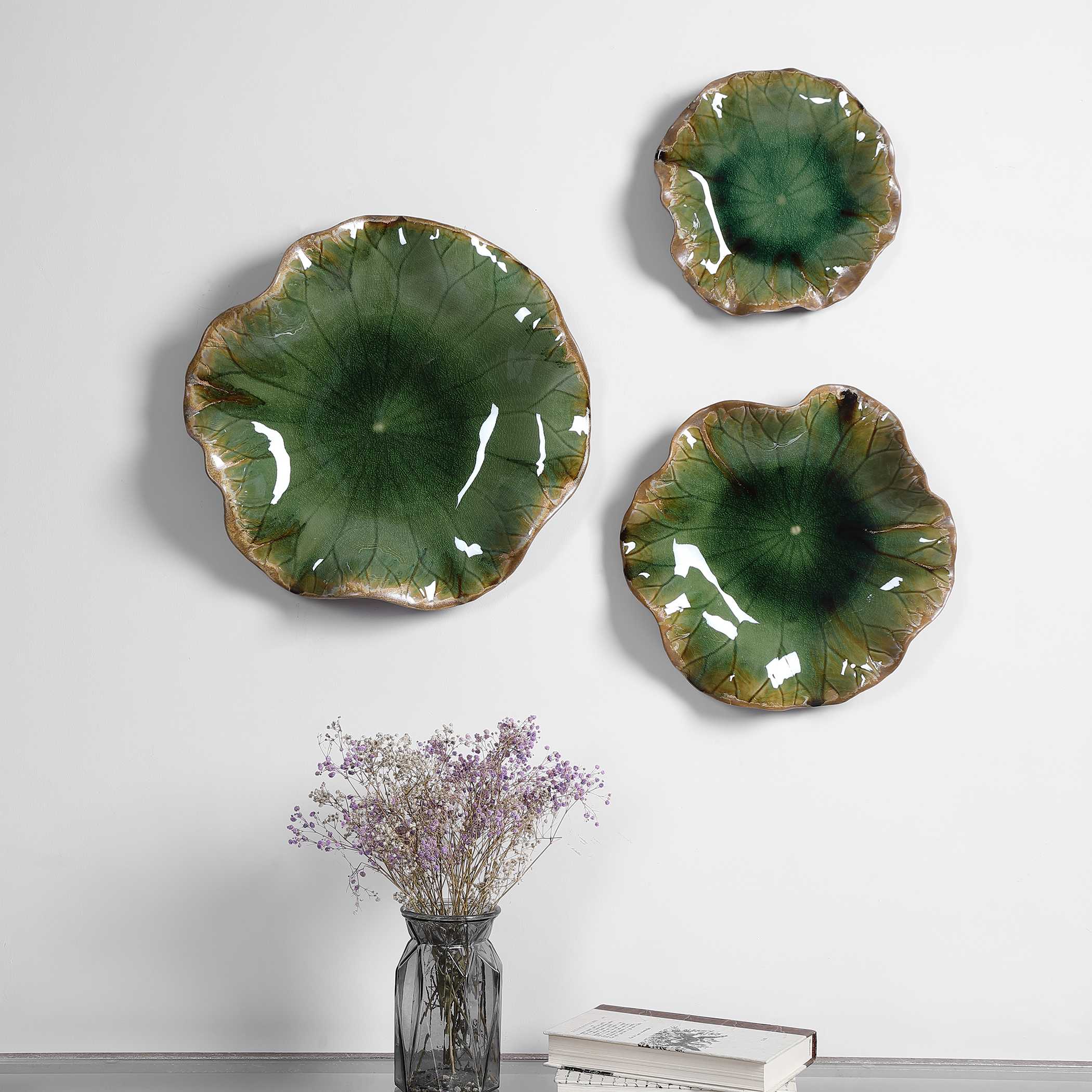 Abella Green Ceramic Wall Decor Set/3