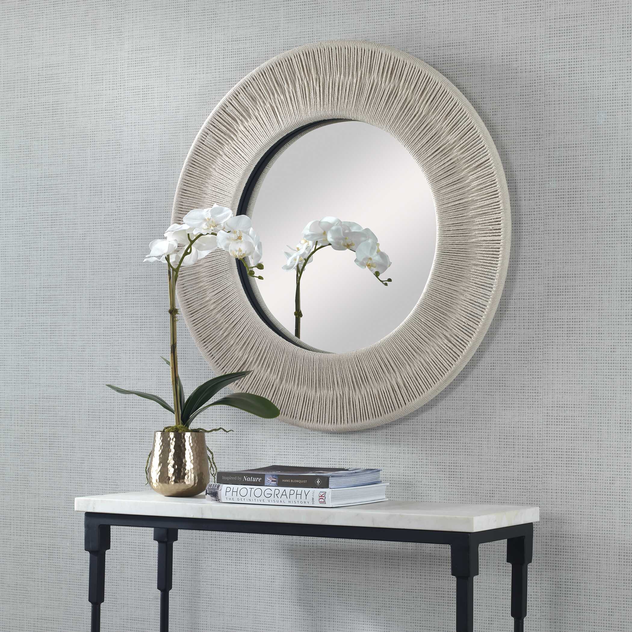 Sailor's Knot White Small Round Mirror