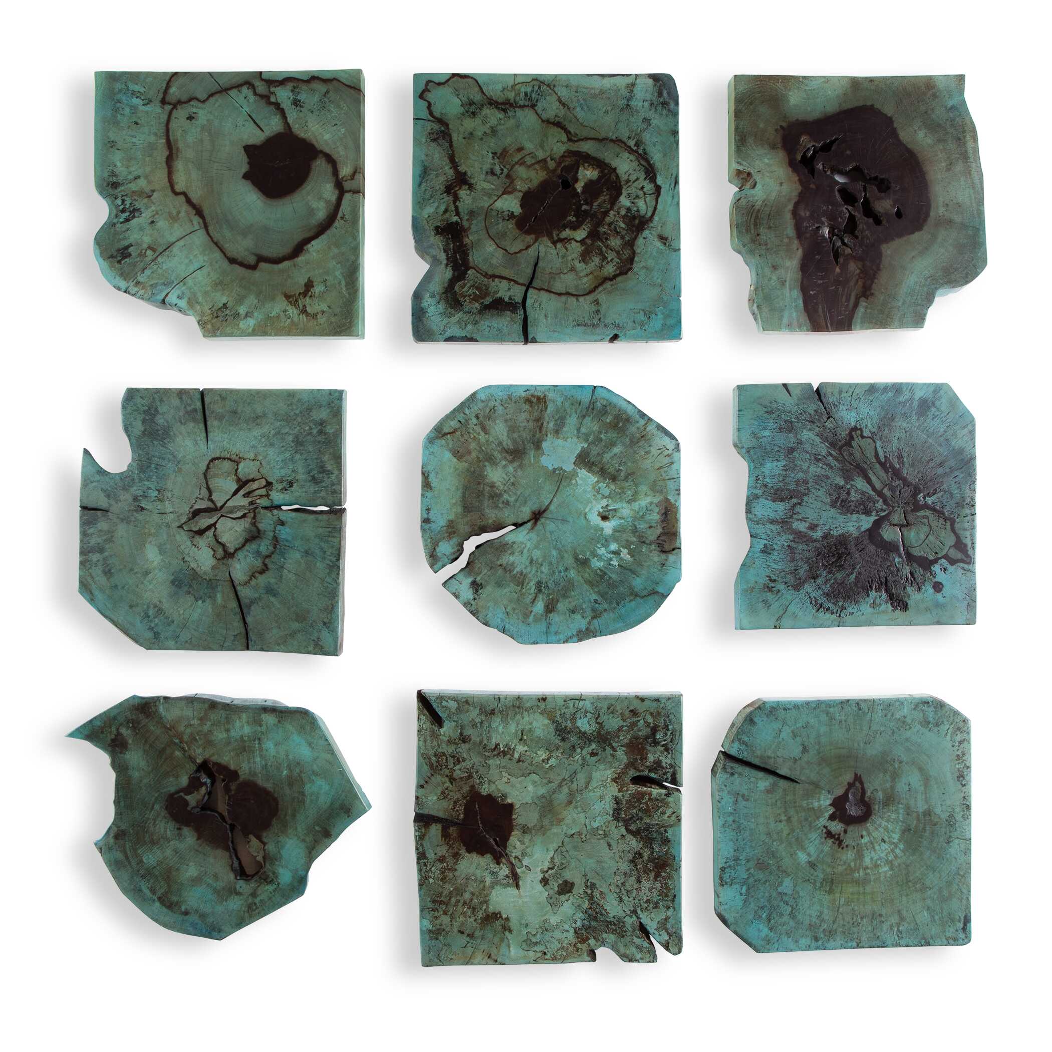 Bahati Wood Wall Decor In Blue Set/9