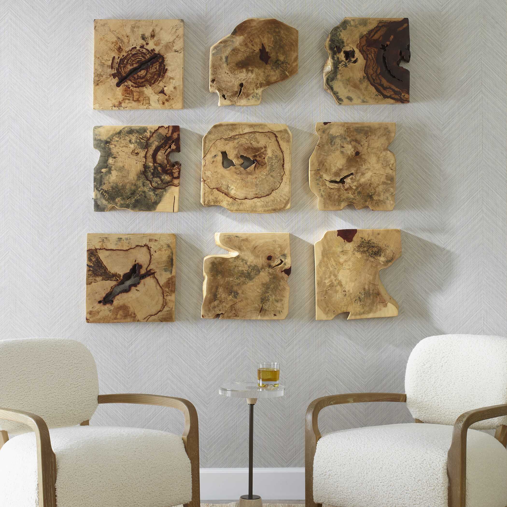 Bahati Wood Wall Decor In Natural Set/9