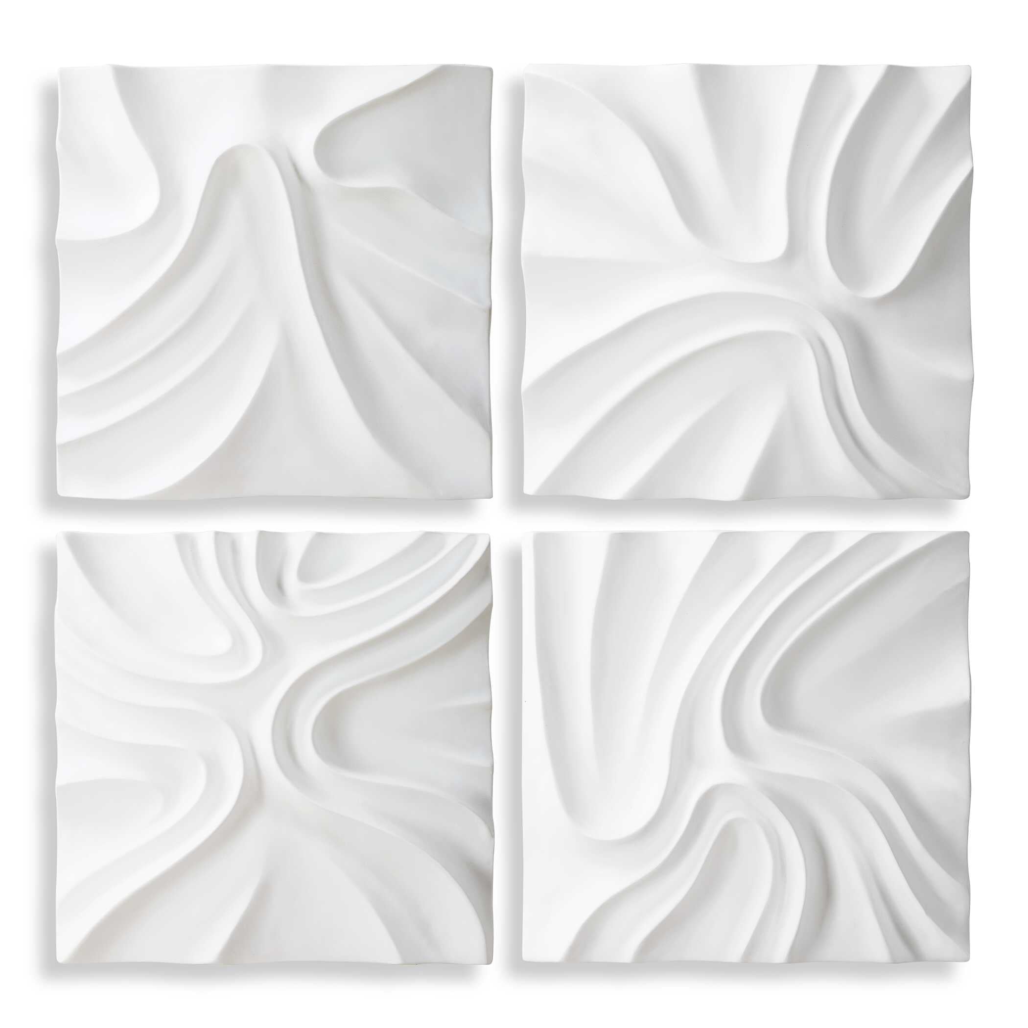 Snowdrift Sculpted White Wall Decor Set/4