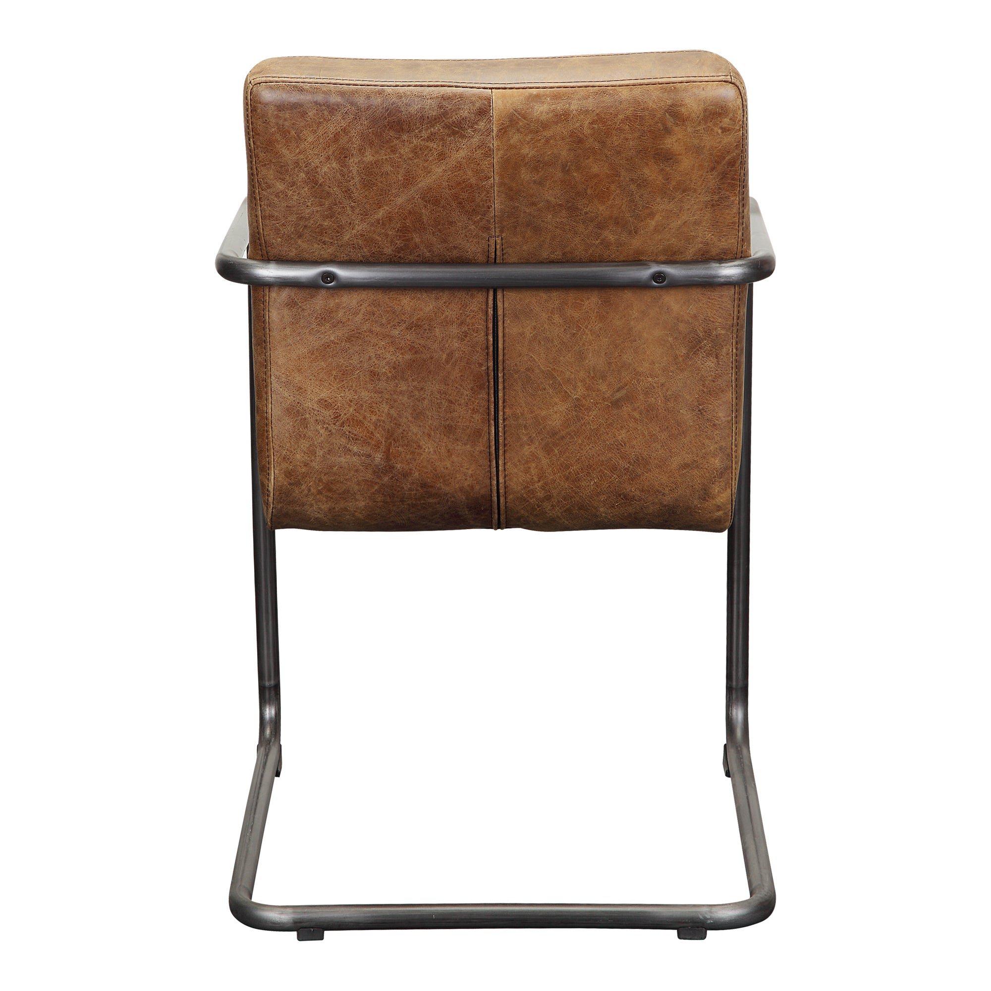 Ansel Arm Chair Grazed Brown Leather - Set Of Two