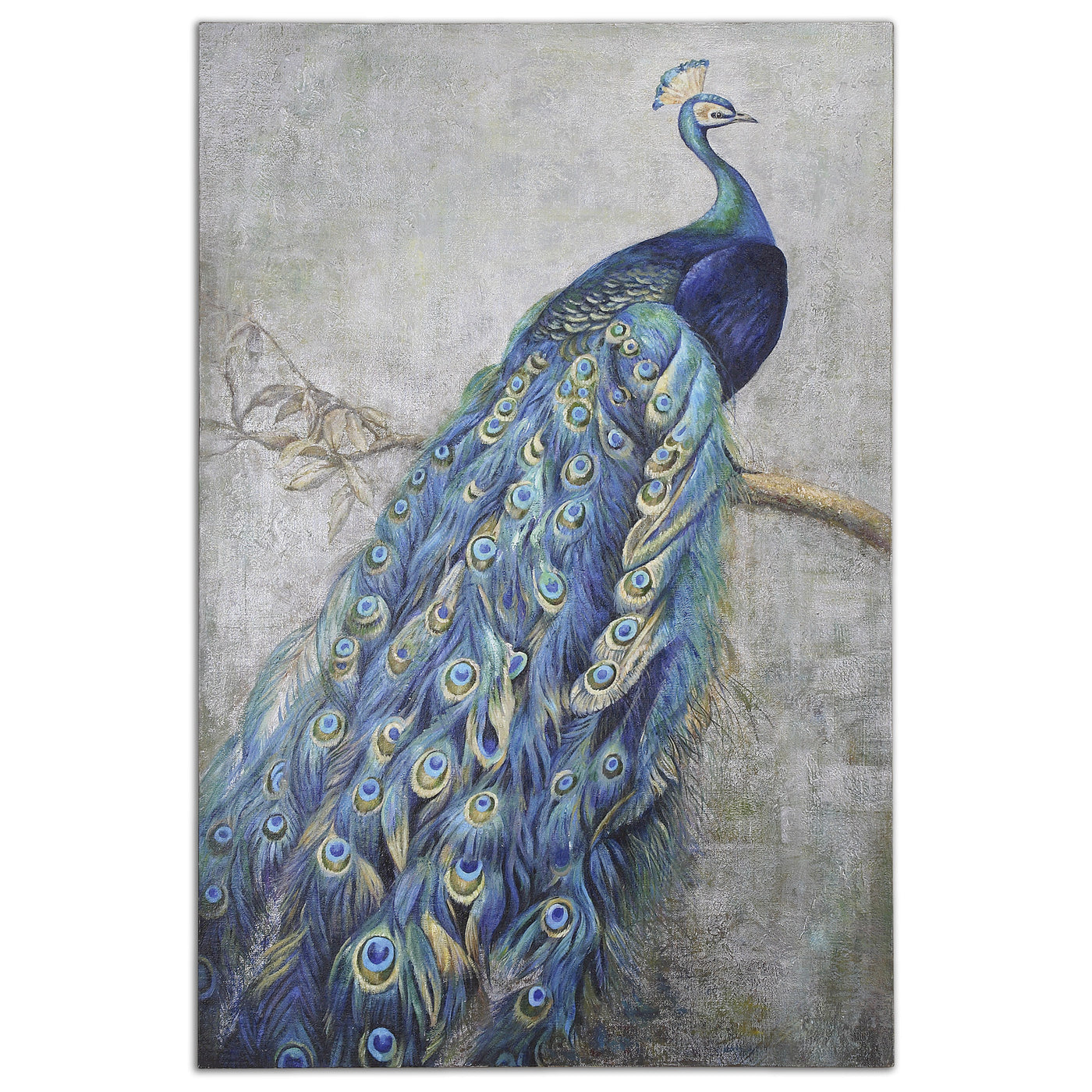 Refined Elegance Meets Eye-catching Vibrancy With This Hand Painted Peacock. Stunning Shades Of Turquoise, Green, And Yell...