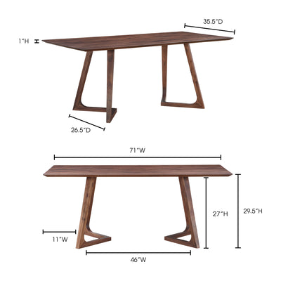 Made from solid American walnut, the Godenza Dining Table's mid-century modern design gives your dining room a subtle soph...