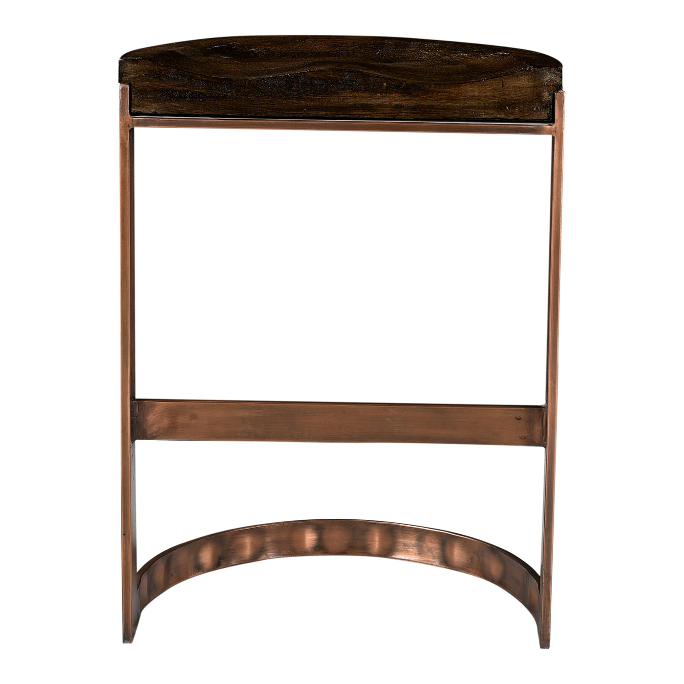 With glam copper detailing, the Bancroft Counter Stool gives a modern edge to the rustic wooden seat. A strong iron base g...