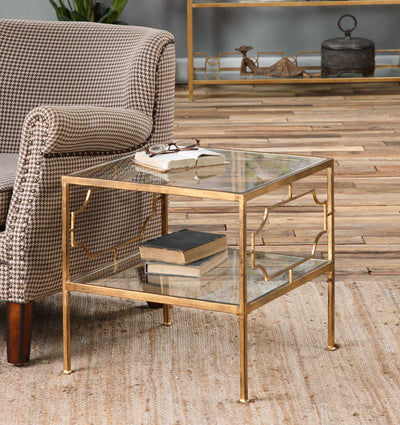 Featuring Elegant Forged Iron Decorated Sides, This Cube Table Acts As The Perfect Side Table, Or Bunched As A Coffee Tabl...
