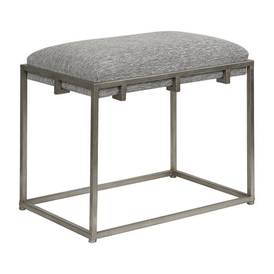 Welded Iron Frame Finished In A Lightly Antiqued Metallic Silver Leaf, Cradling A Hand Upholstered Plush Seat In A Woven A...