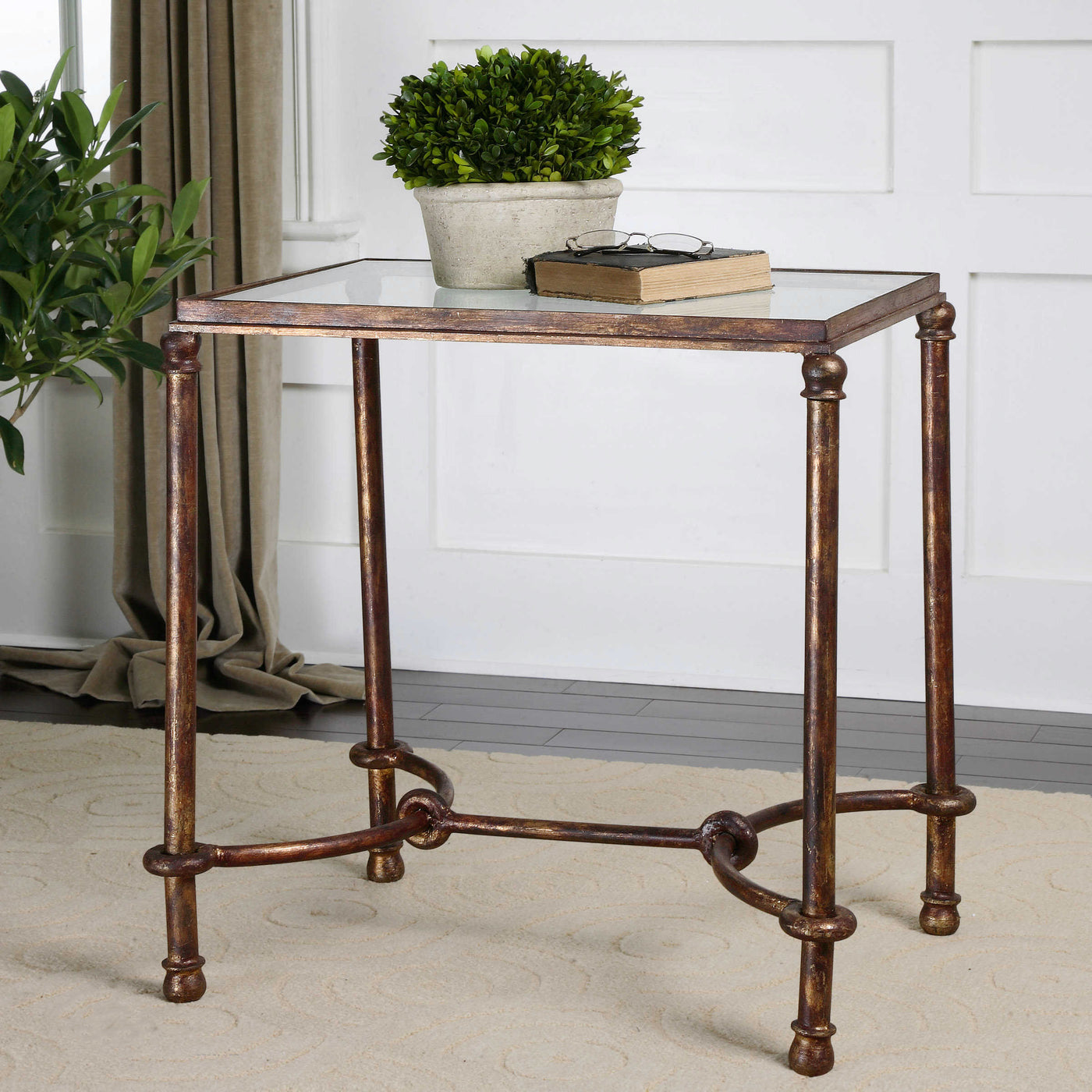 Inspired By Ancient Horse Bridles, This Forged Iron End Table Is A Blending Of Rings And Curves Finished In Rustic Bronze ...