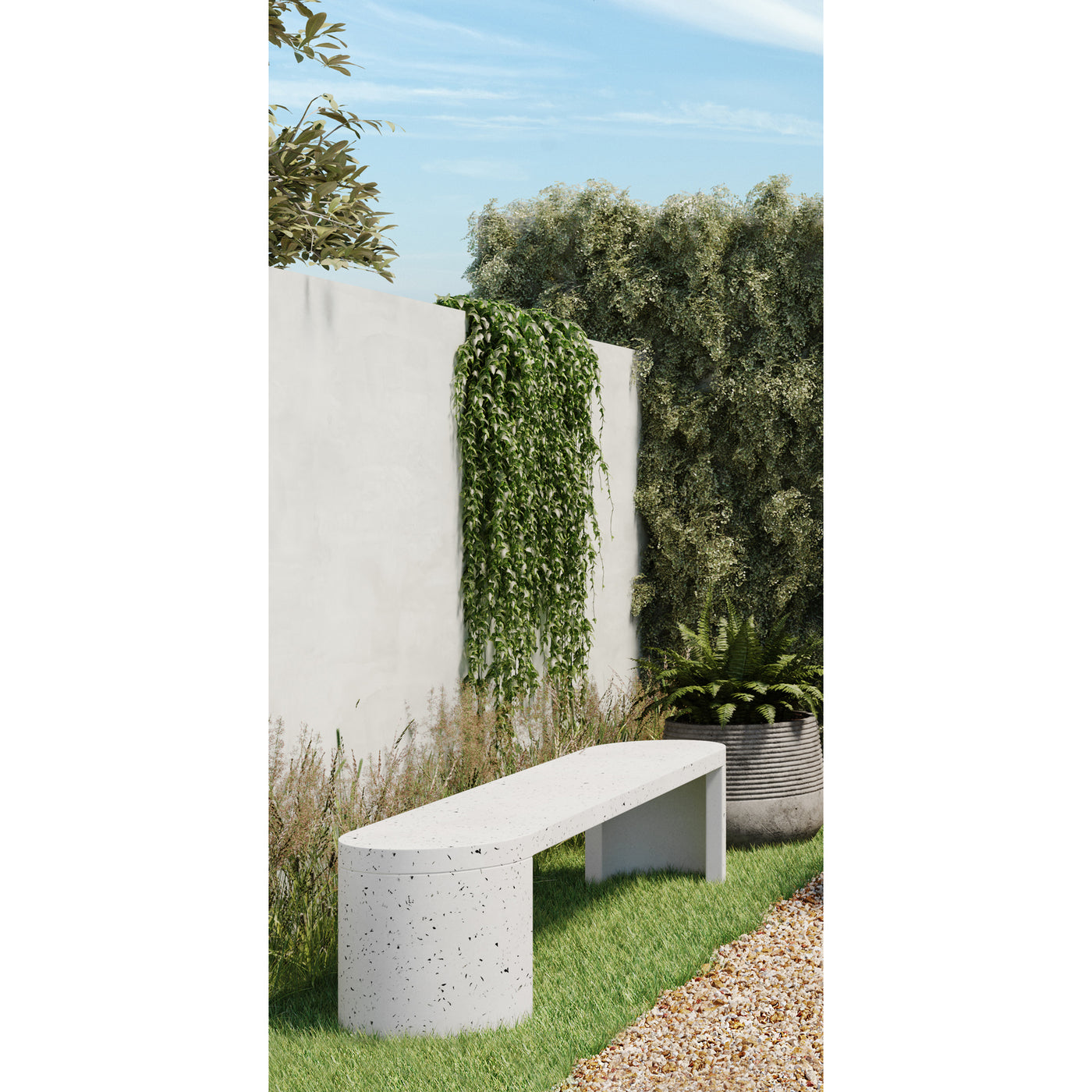 Perfect for an open-plan garden or patio setting, this spacious bench’s rounded geometric shape contrasts so well within a...