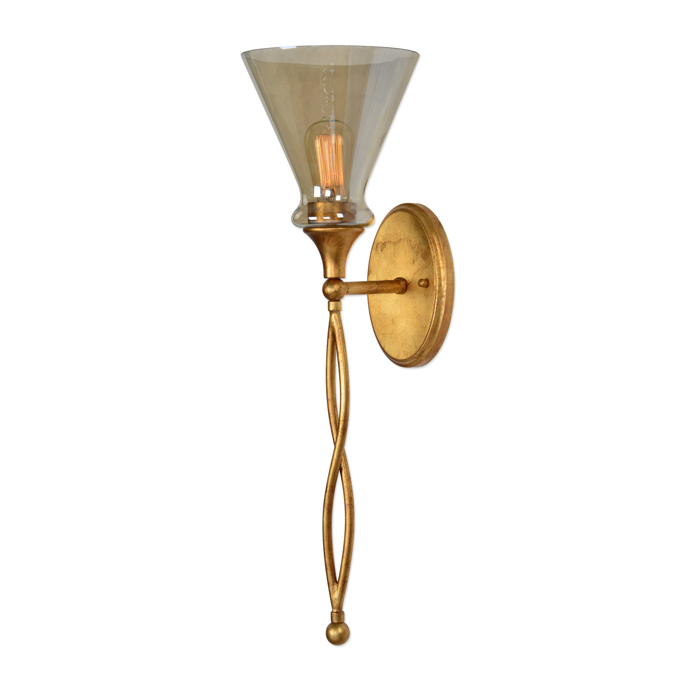 A Glamorous Sconce With An Infinity Design In The Metal Work Of The Tail.  The Rich Antiqued Gold Leaf Finish Complements ...