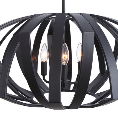 Matte Black Geometric Pendant Harkens From Mid-century Design Roots. Includes 15' Wire, 3-12" Stems And 1-6" Stem For Adju...