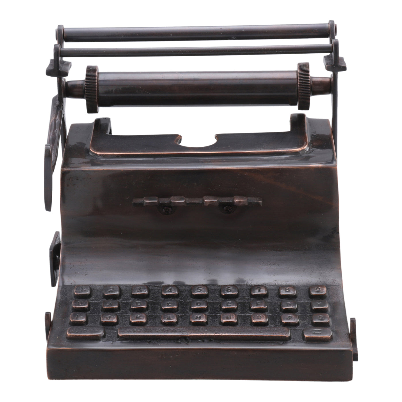 This retro Typewriter sculpture piece is cast in aluminum with warm, antique copper finish. A perfect reminder on how far ...