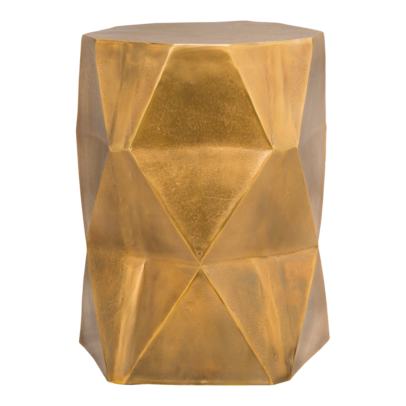 In a bold geometric design, the Quintus accent table brings a modern feel to your space. Finished in antique brass, this t...