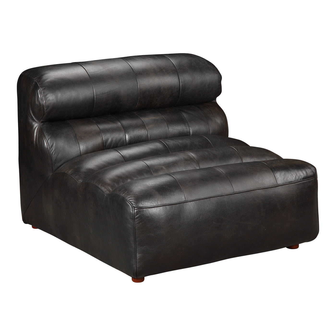 With a low profile and thick cushions, the Ramsay Leather Slipper Chair is the perfect addition to your living room. A sof...