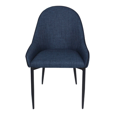 Lapis is a stylish dining chair with a form-fitted upholstery and low arms. The black metal legs provide a classic black-a...
