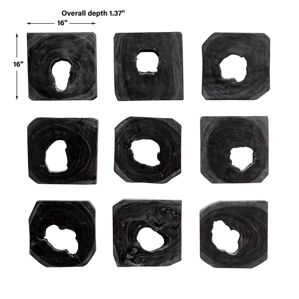 Bahati Wood Wall Decor in Ebony Set/9