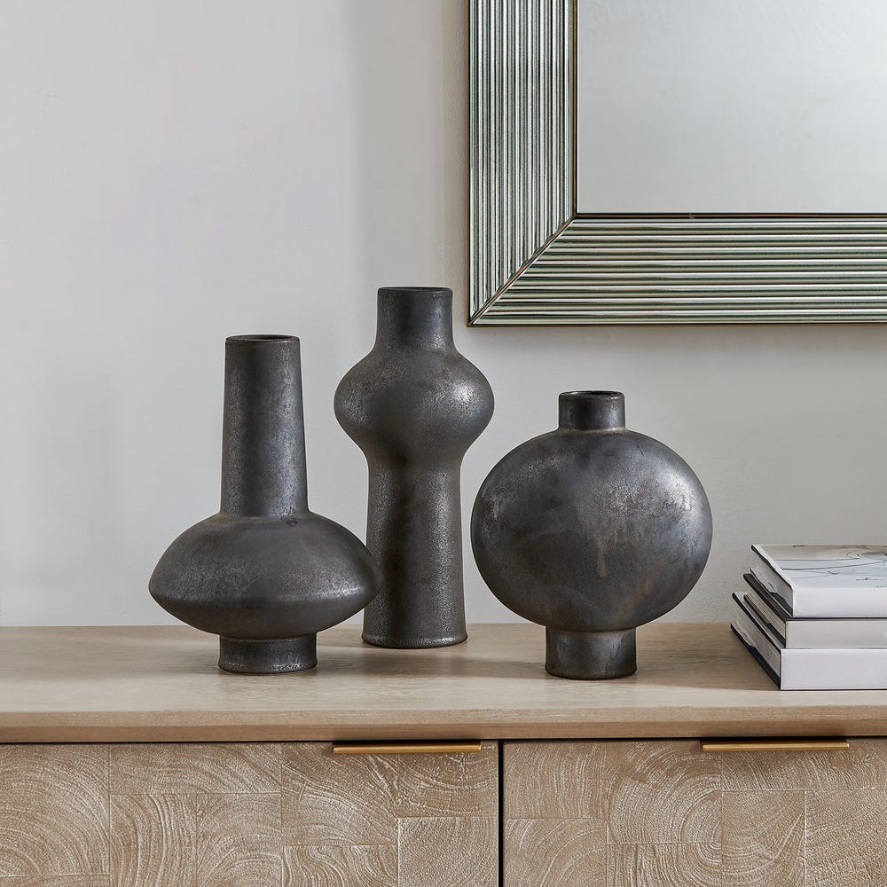 Charcoal Bloom Indoor-Outdoor Vases Set/3