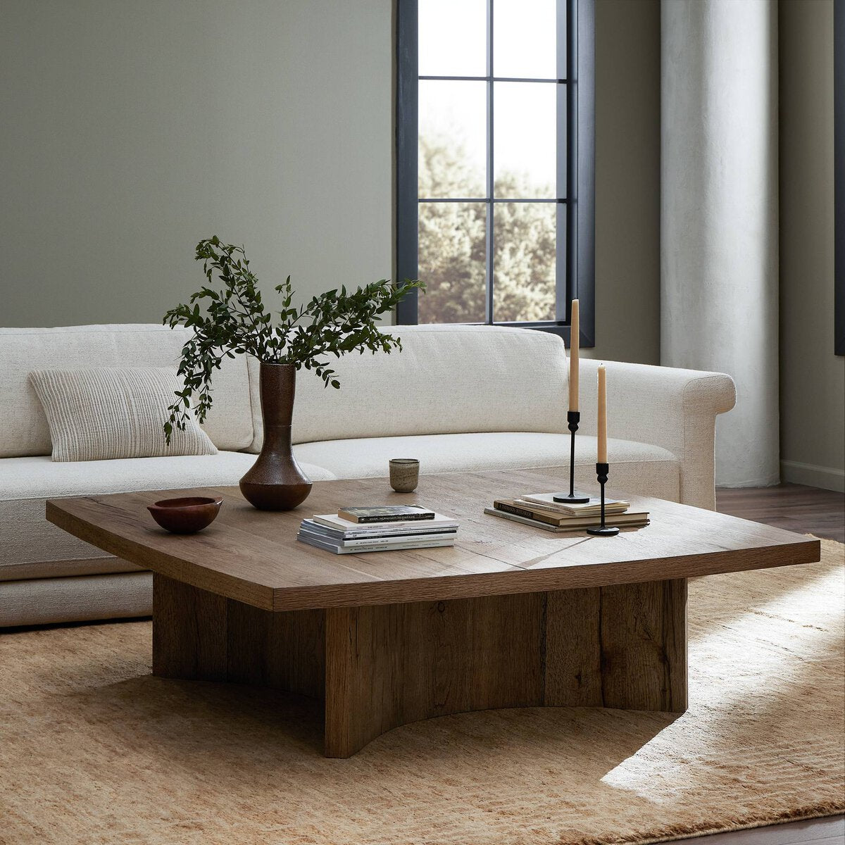 Beautifully styled coffee table in luxury living room