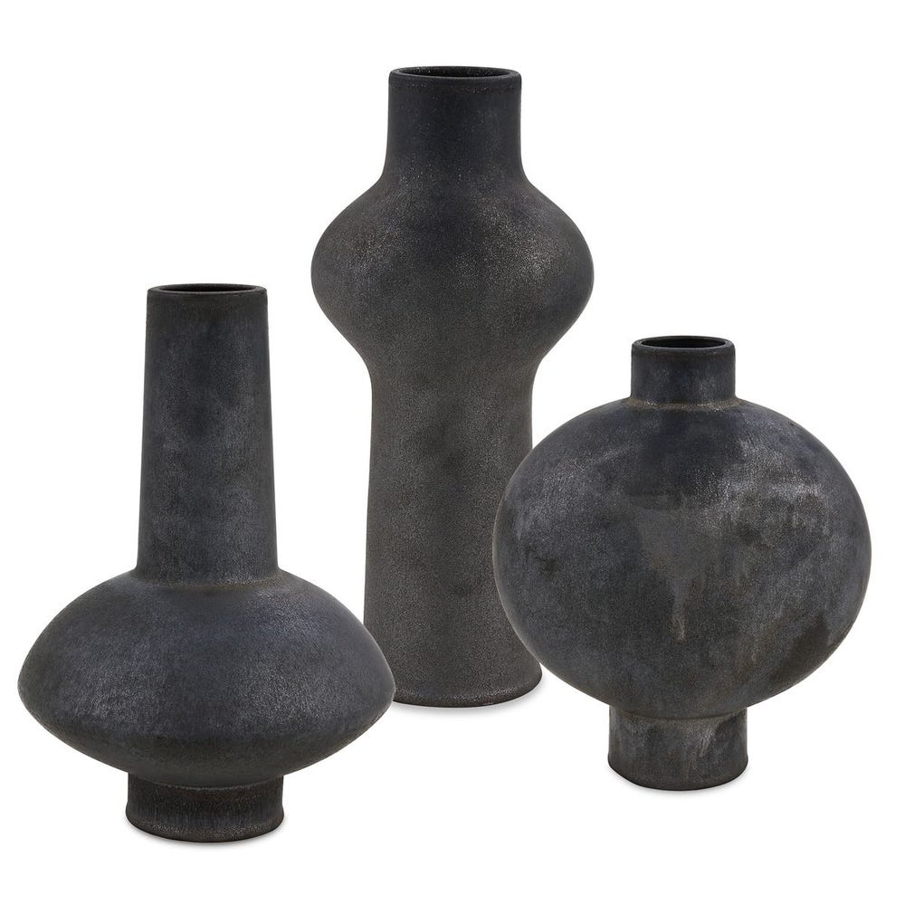 Charcoal Bloom Indoor-Outdoor Vases Set/3